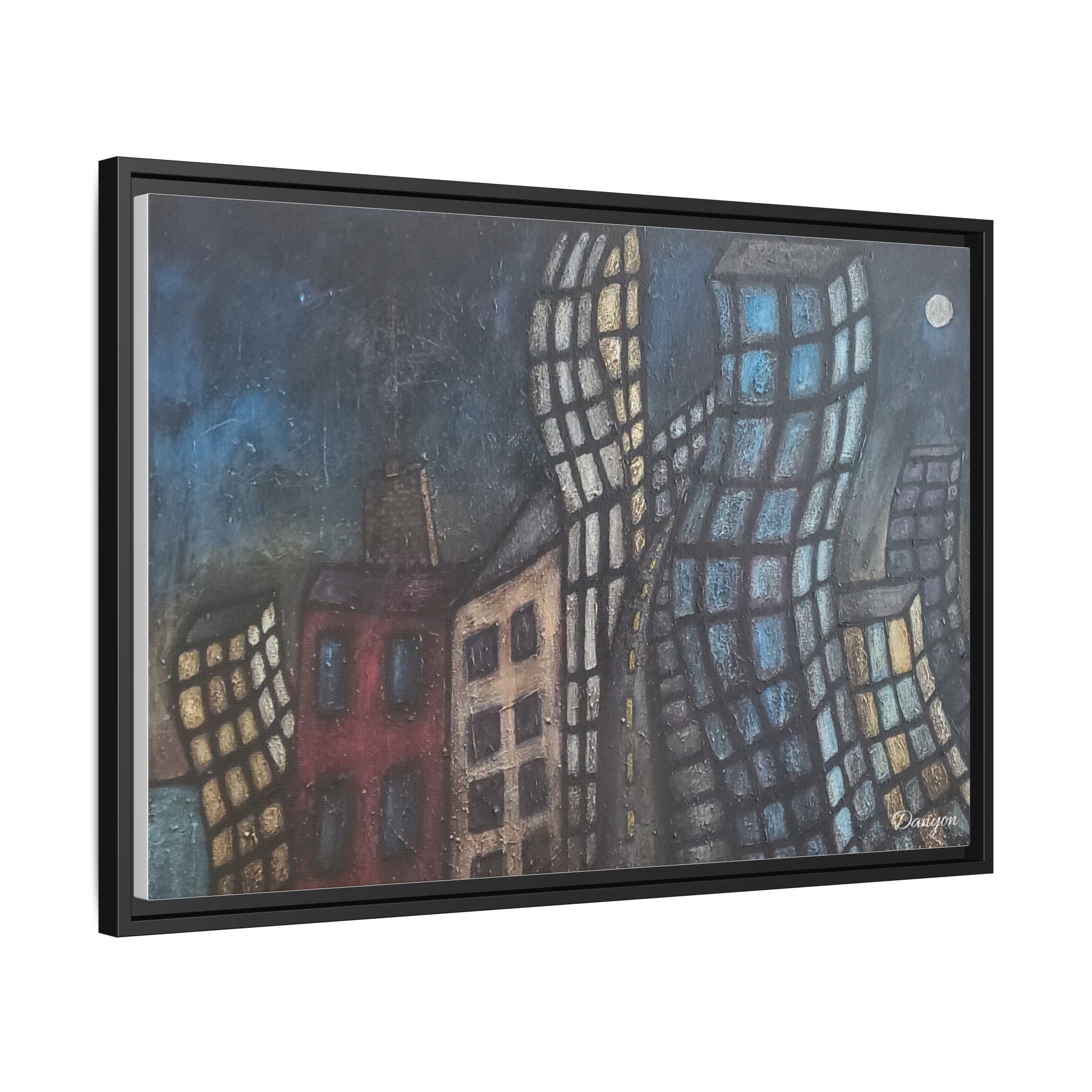 Abstract Cityscape Matte Canvas Framed Wall Art