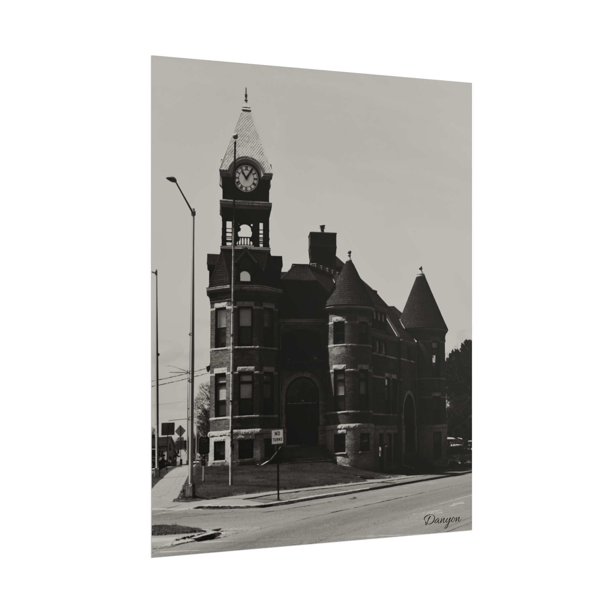 Historic Clocktower Poster — Vintage Street Architecture Rolled Art Print
