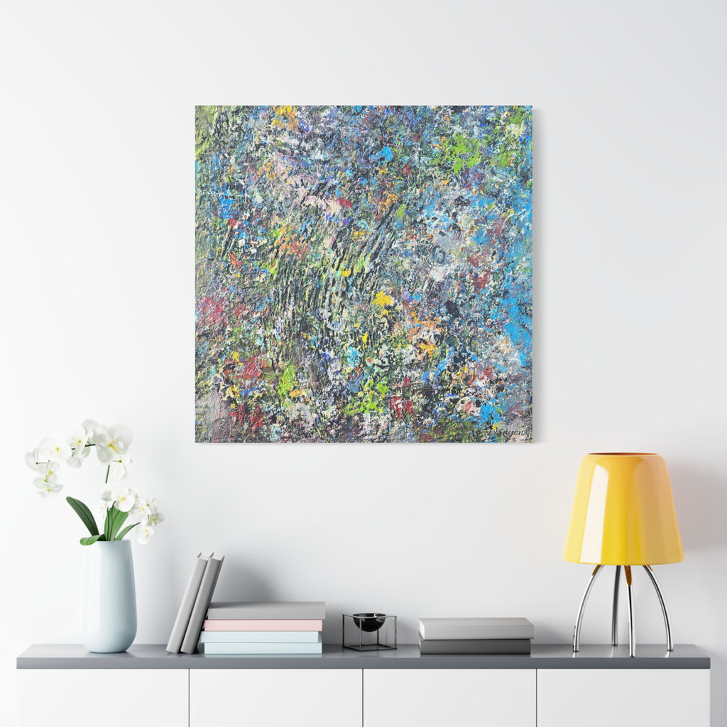 Abstract Textured Canvas Art – Colorful Impasto Square Wall Decor