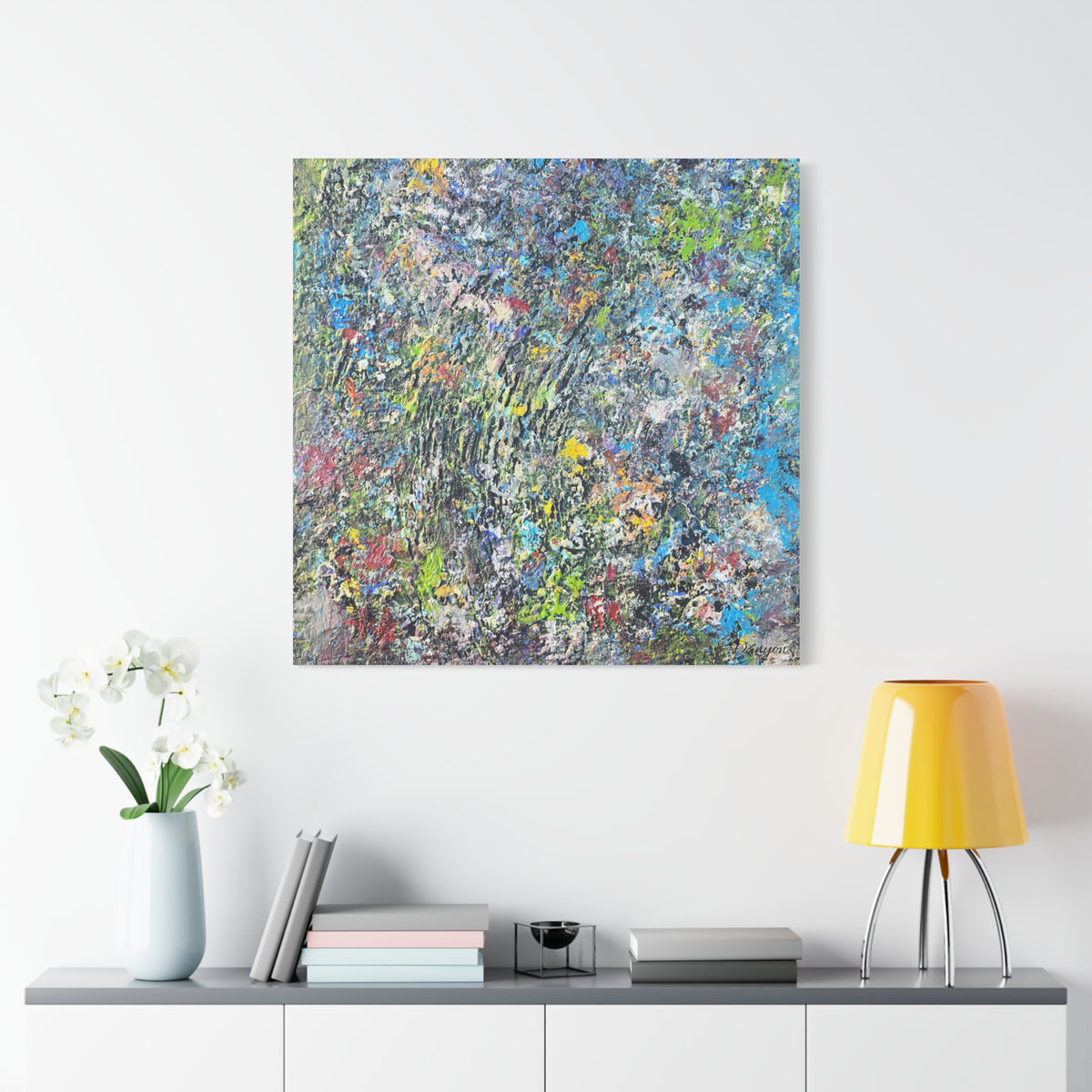 Abstract Textured Canvas Art – Colorful Impasto Square Wall Decor