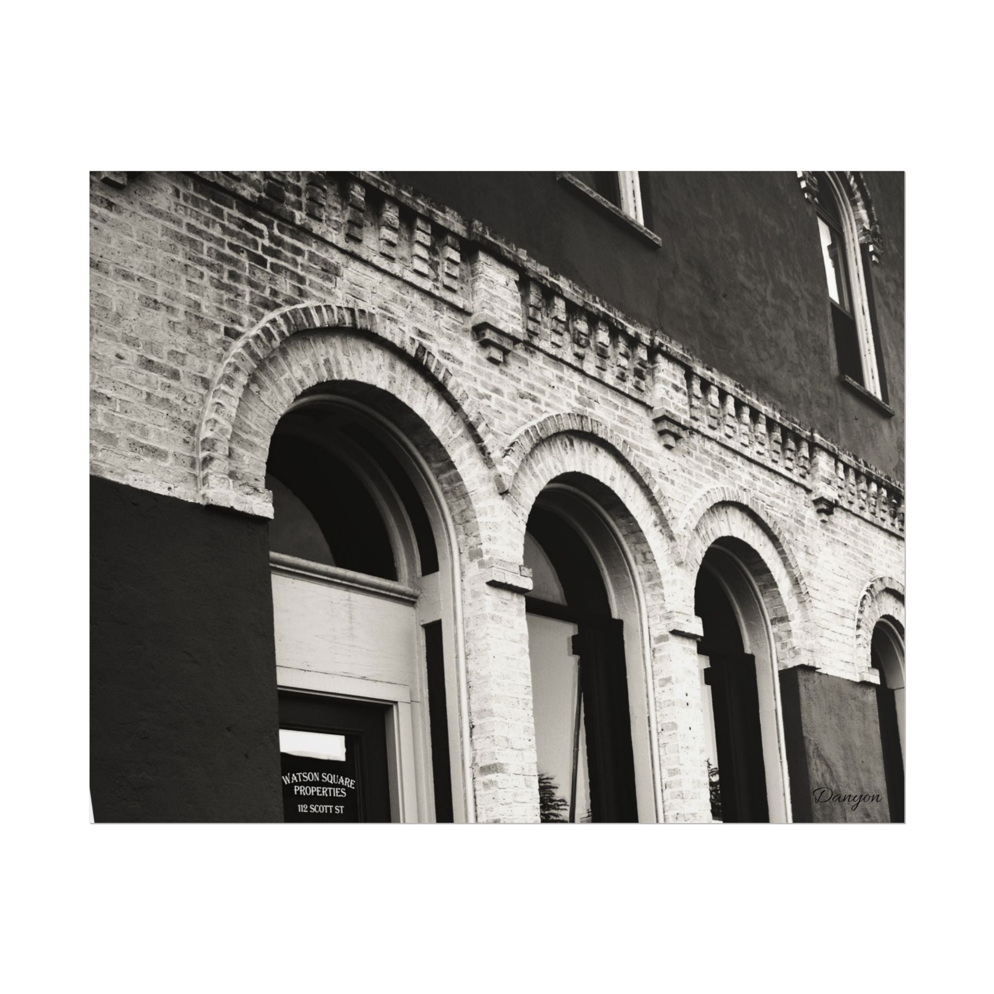 Rolled Poster — Vintage Black & White Arched Brick Architecture Print