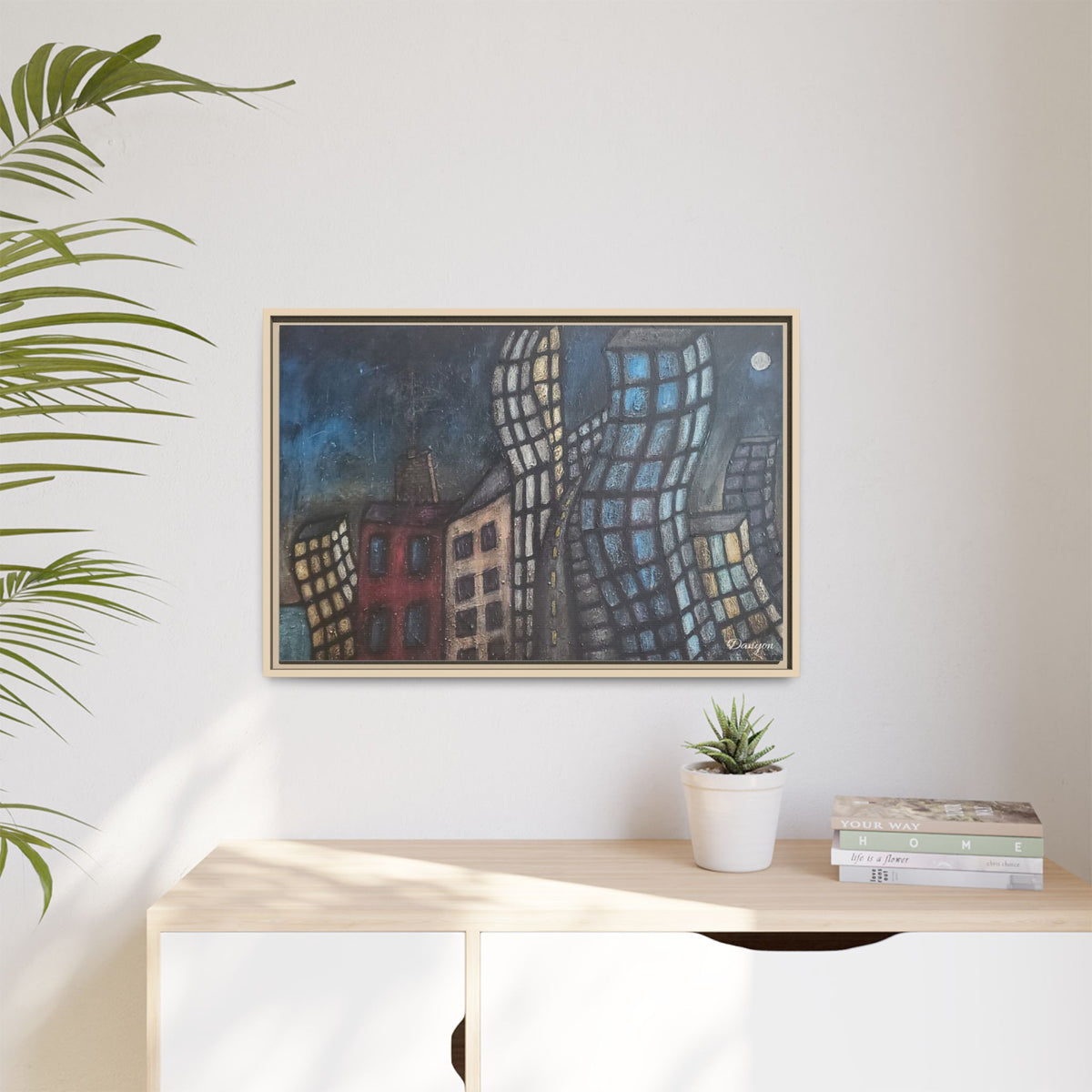 Abstract Cityscape Matte Canvas Framed Wall Art