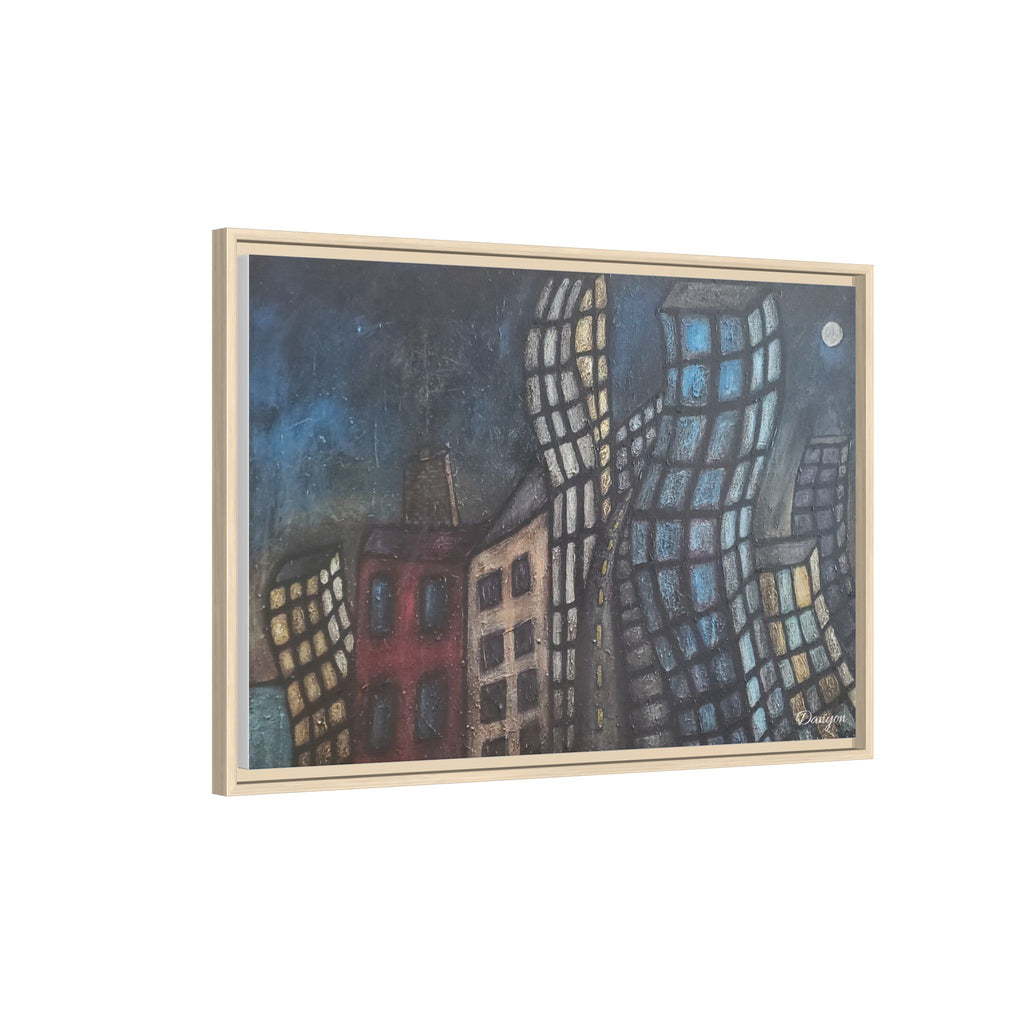 Abstract Cityscape Matte Canvas Framed Wall Art