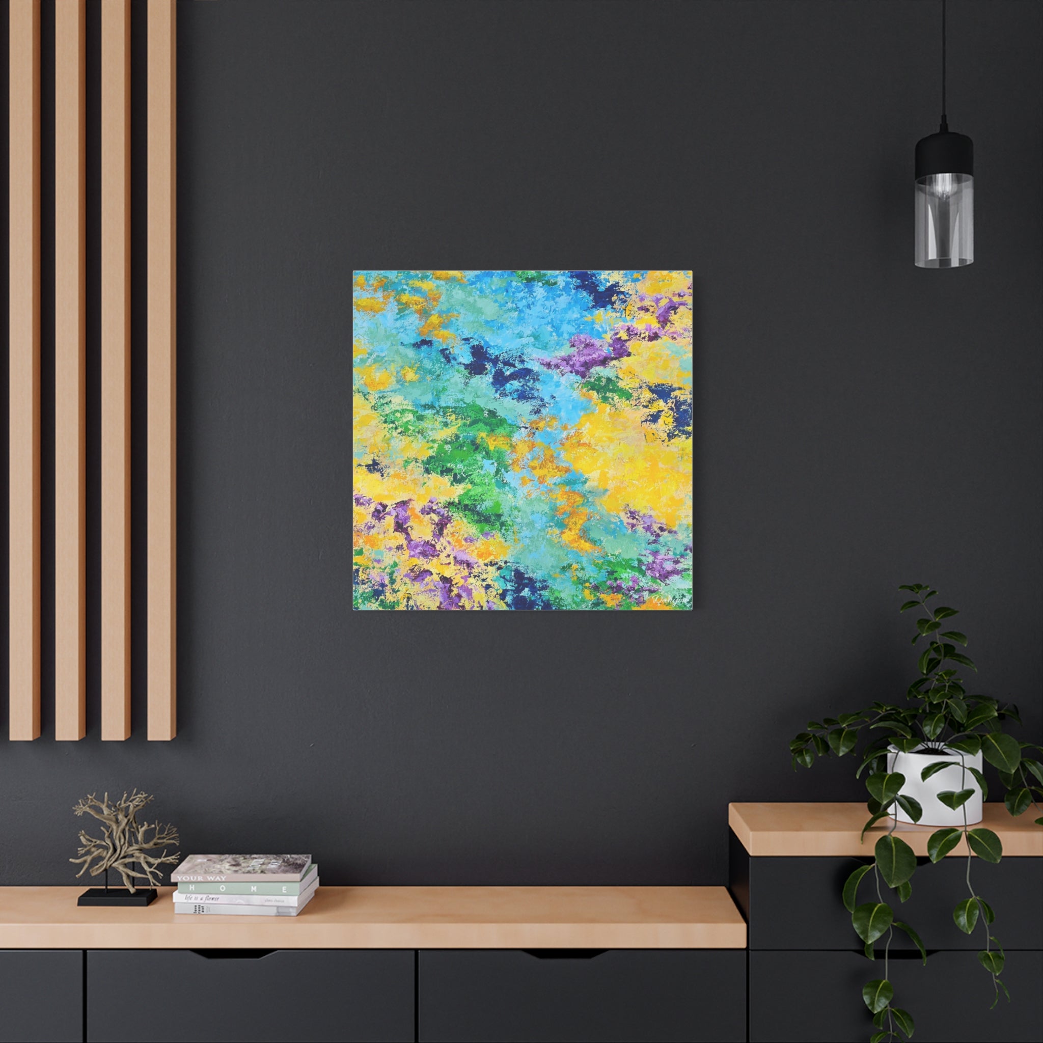 Vibrant Abstract Matte Canvas Art – Colorful Textured Wall Print