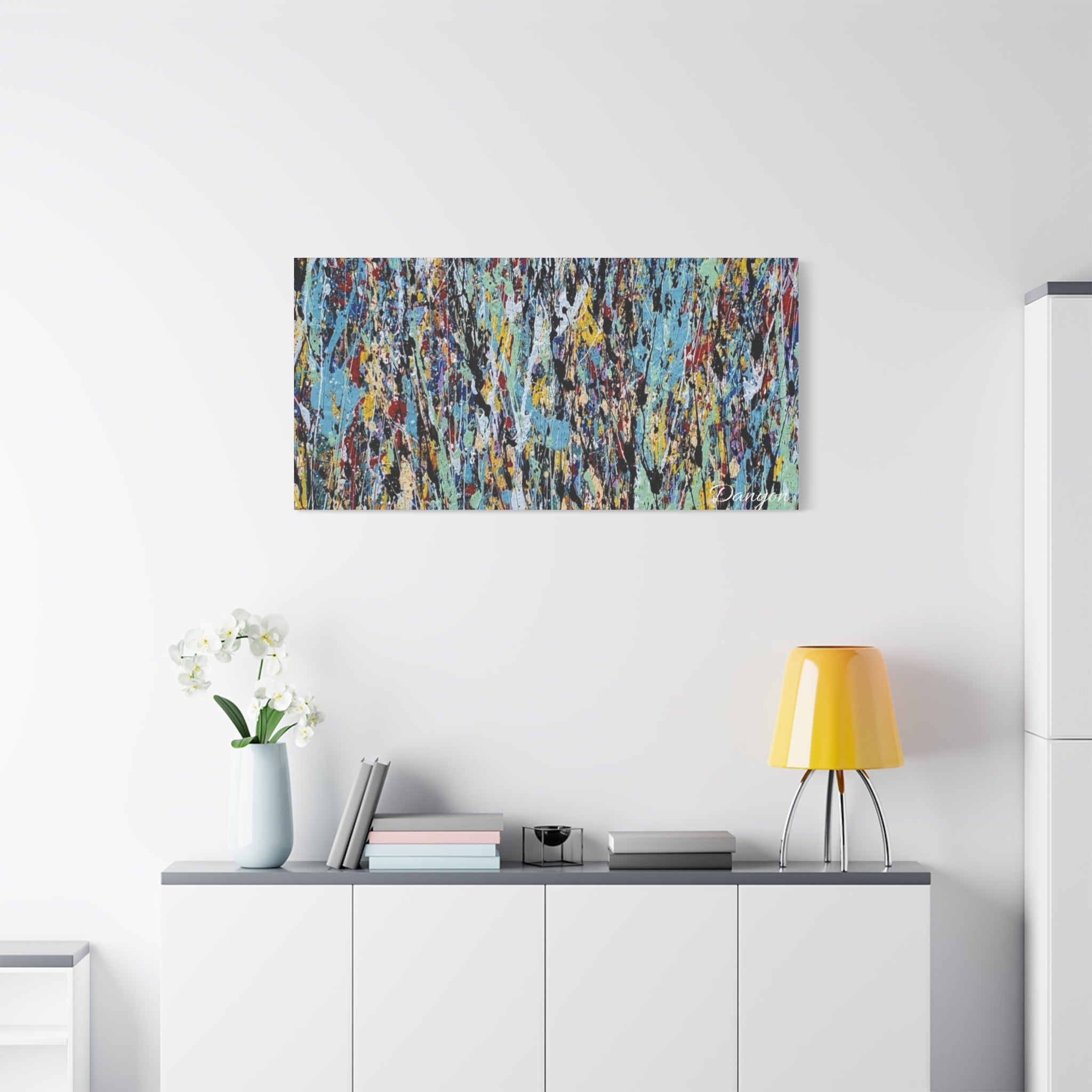 Abstract Drip Painting Canvas Print — Colorful Modern Wall Art, Matte Stretched 1.25"