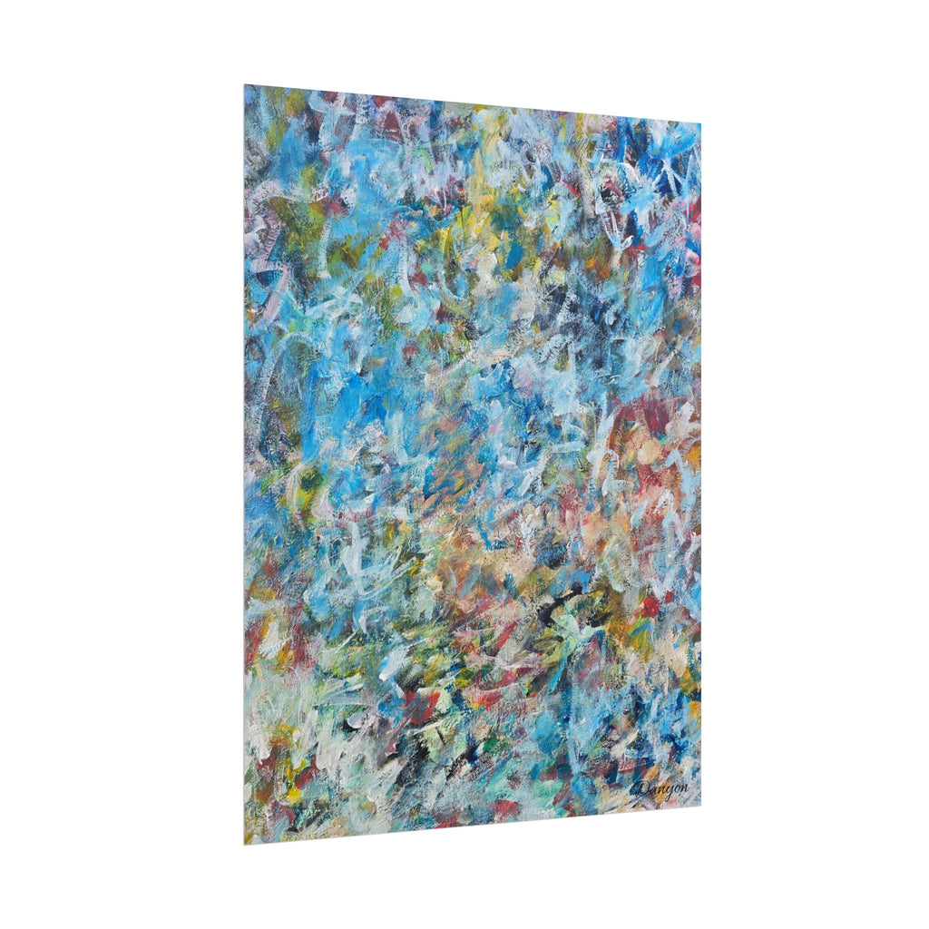Abstract Blue Ocean Rolled Poster — Colorful Contemporary Art Print