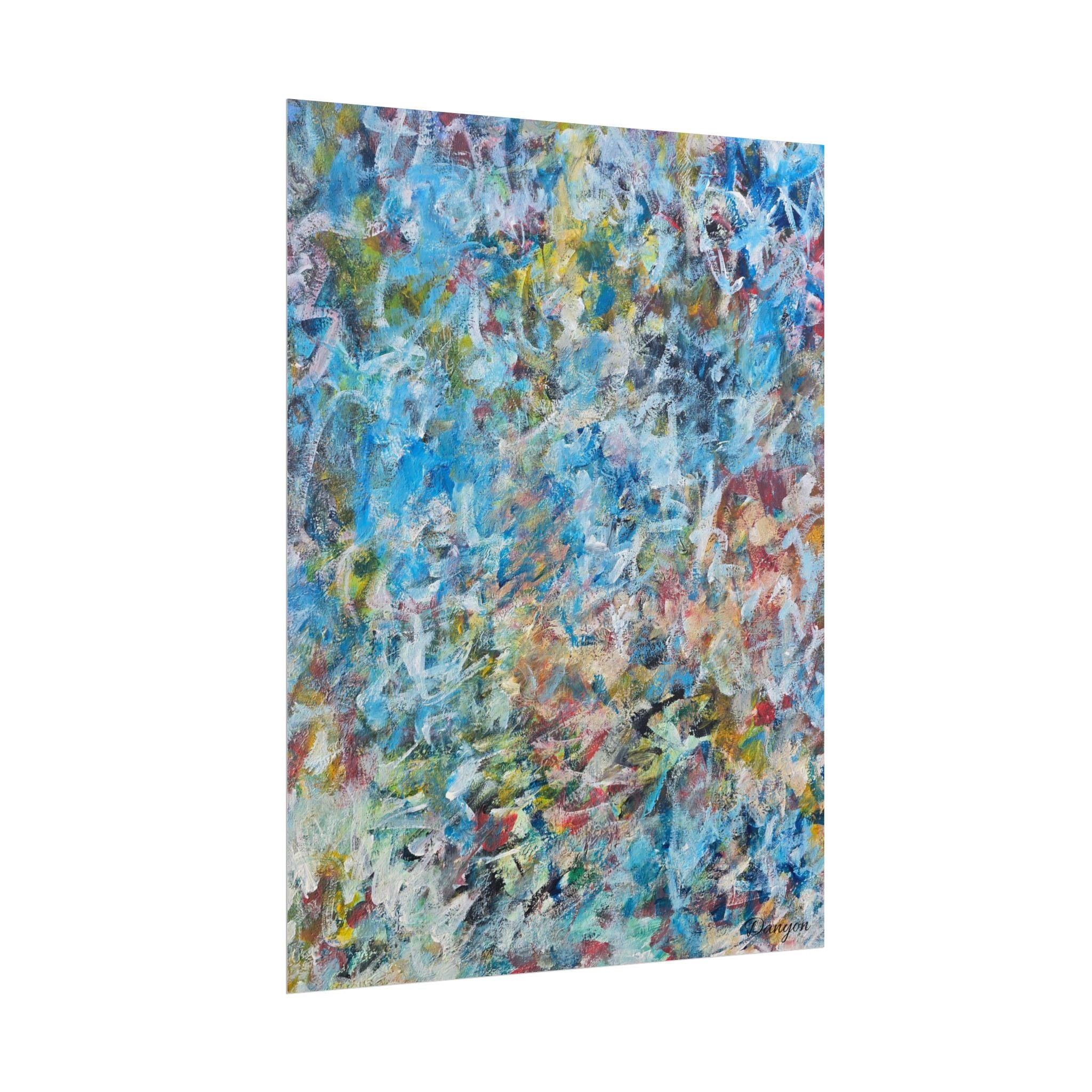 Abstract Blue Ocean Rolled Poster — Colorful Contemporary Art Print