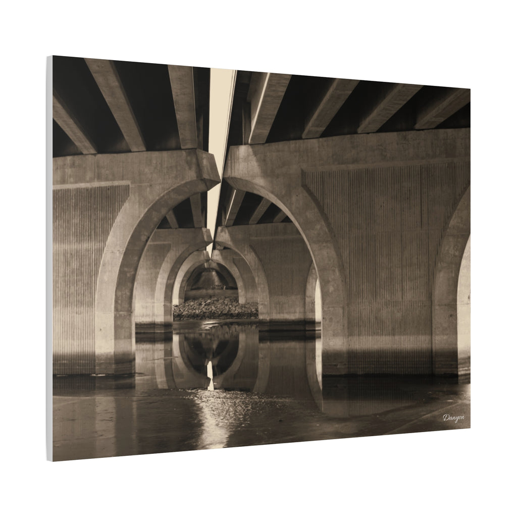 Sepia Bridge Underpass Canvas Wall Art — Stretched Matte 1.25"