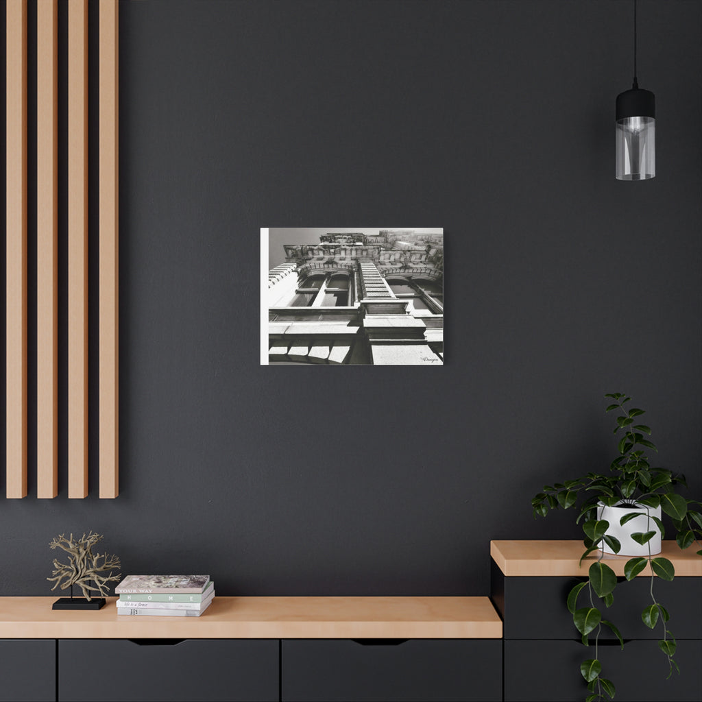 Architectural Facade Black & White Matte Canvas Print — Stretched 1.25"