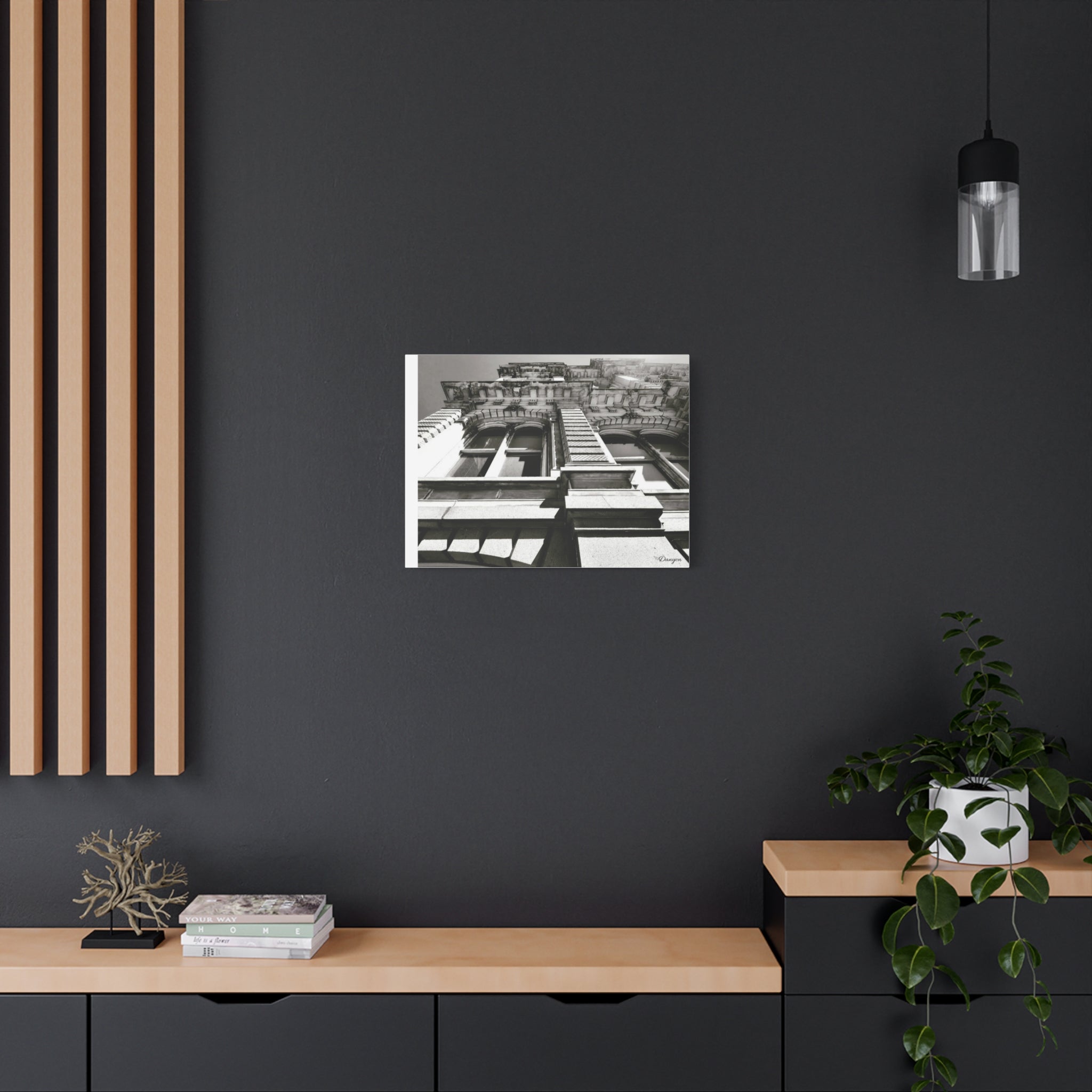 Architectural Facade Black & White Matte Canvas Print — Stretched 1.25"