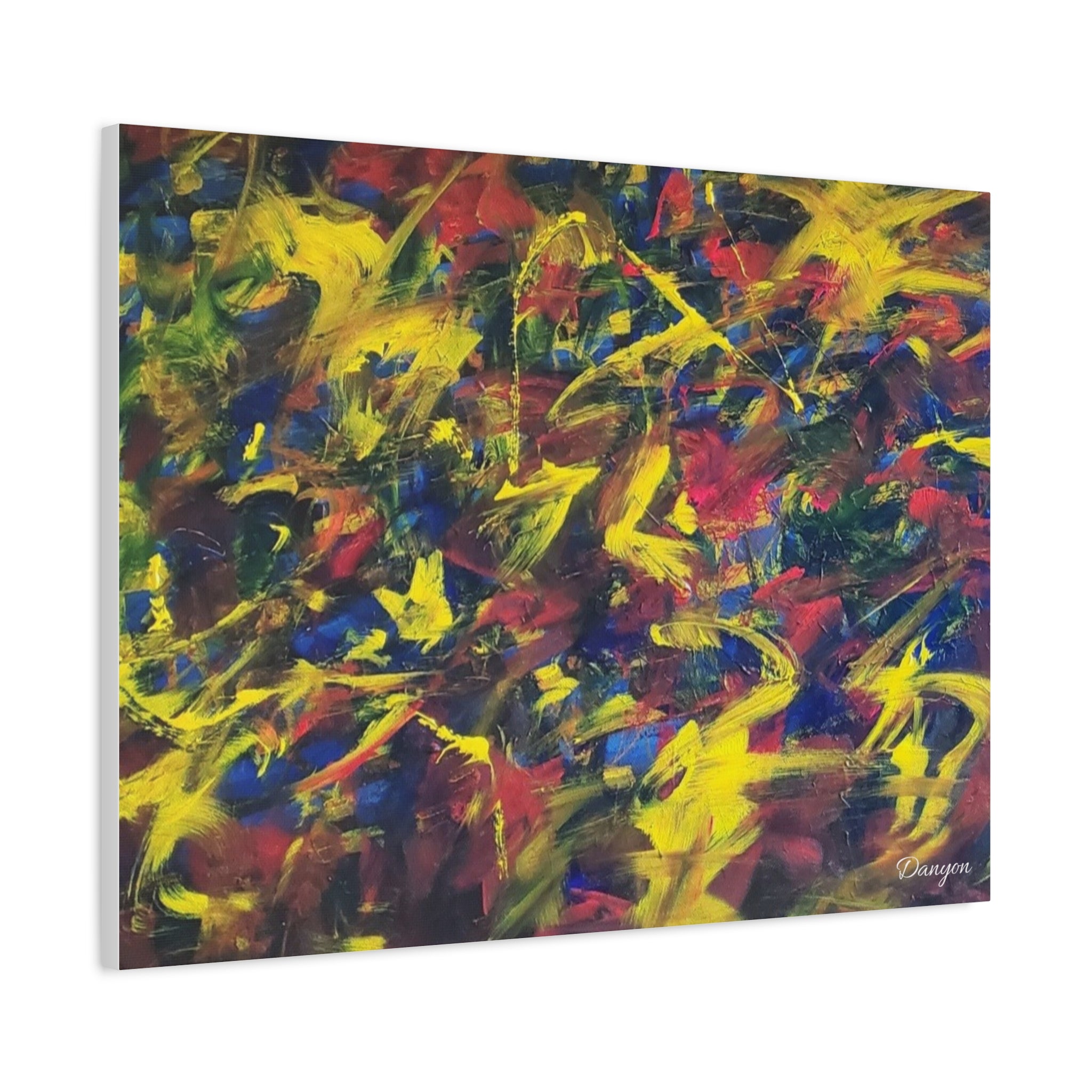 Abstract Color Burst Matte Canvas Print — Vibrant Stretched Wall Art