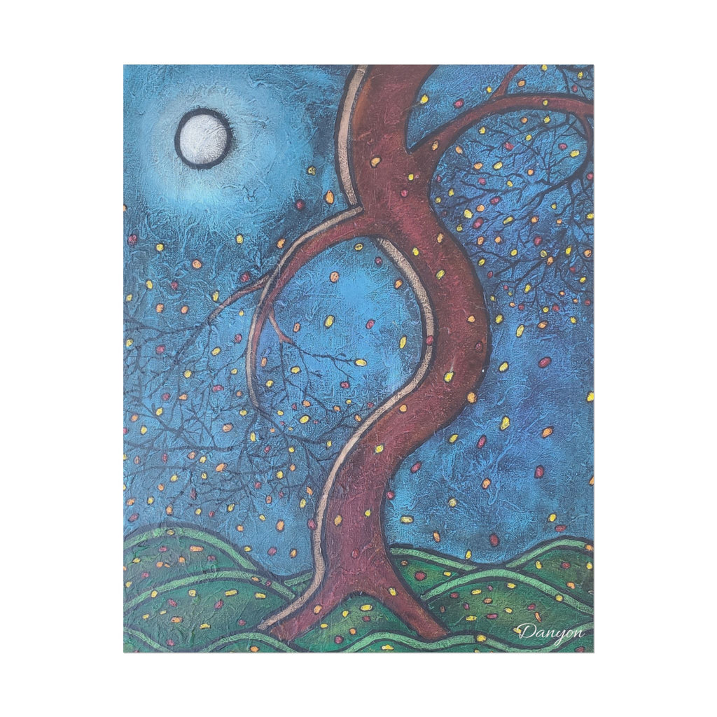 Rolled Poster — Moonlit Whimsical Tree Art Print