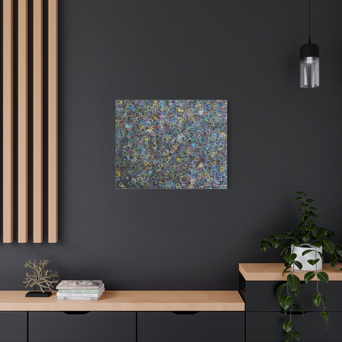 Abstract Bubble Pattern Matte Canvas Print — Colorful Ringed Texture Wall Art
