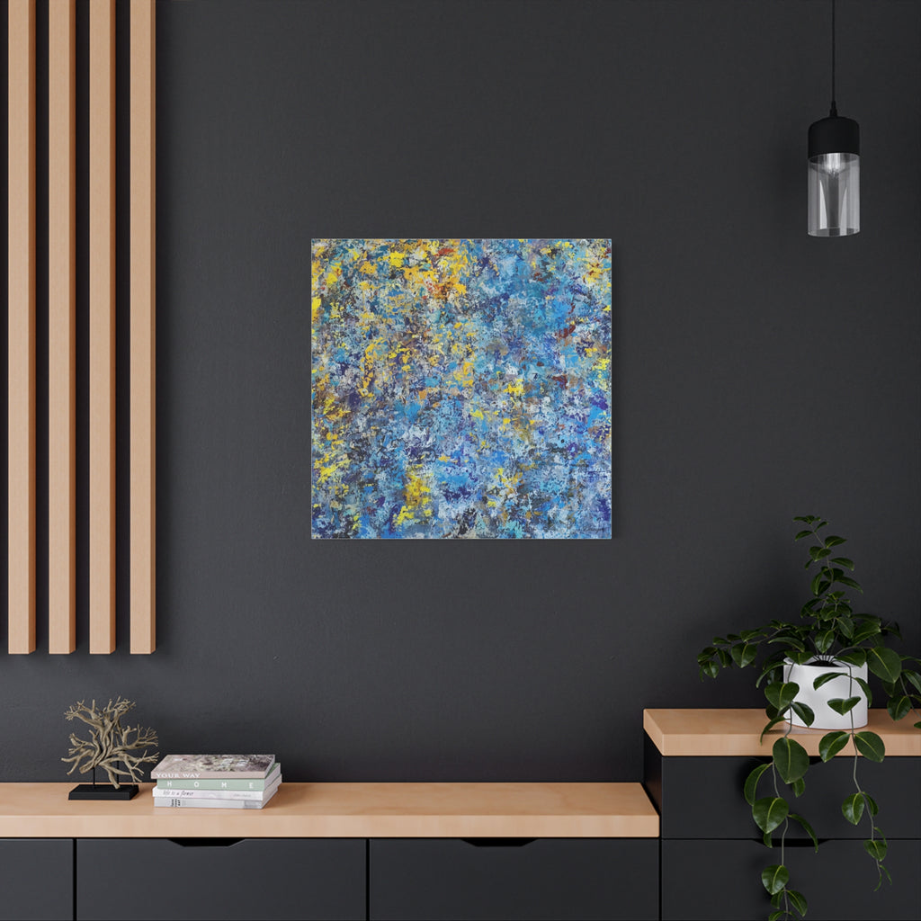 Abstract Blue & Yellow Matte Canvas Art - Stretched 1.25"