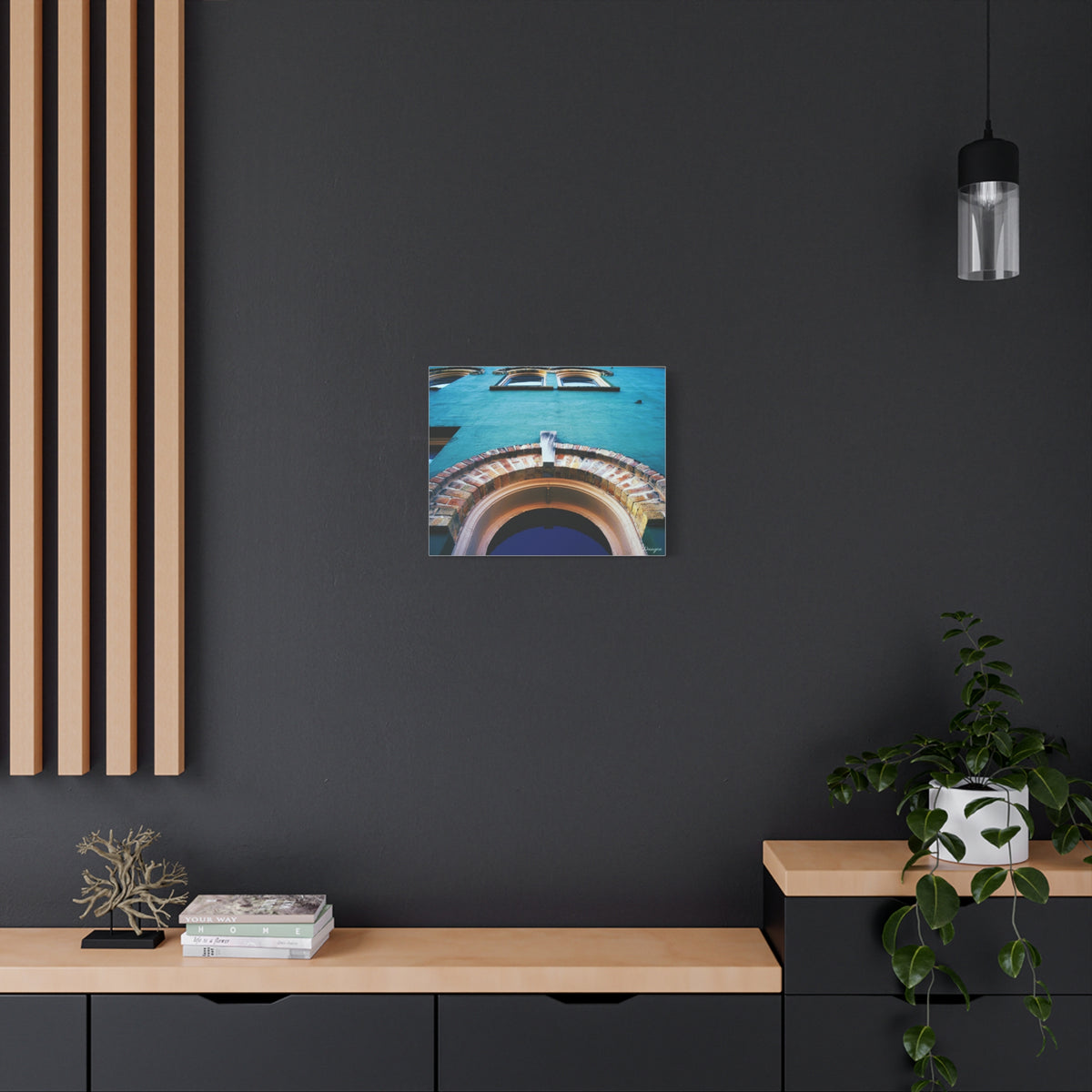 Teal Facade Arch Matte Canvas Print