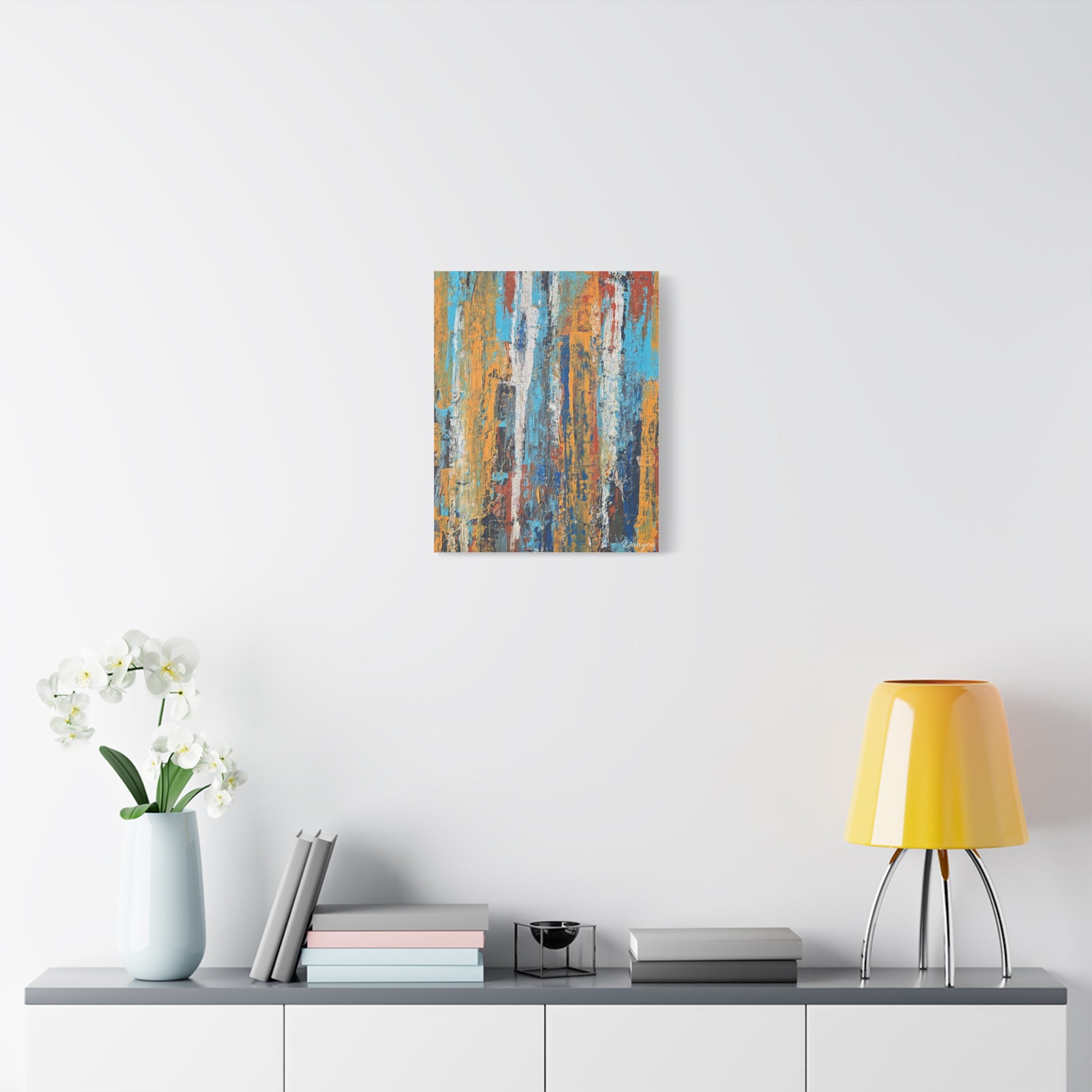 Abstract Urban Texture Matte Canvas Print — Colorful Vertical Brushstroke Wall Art