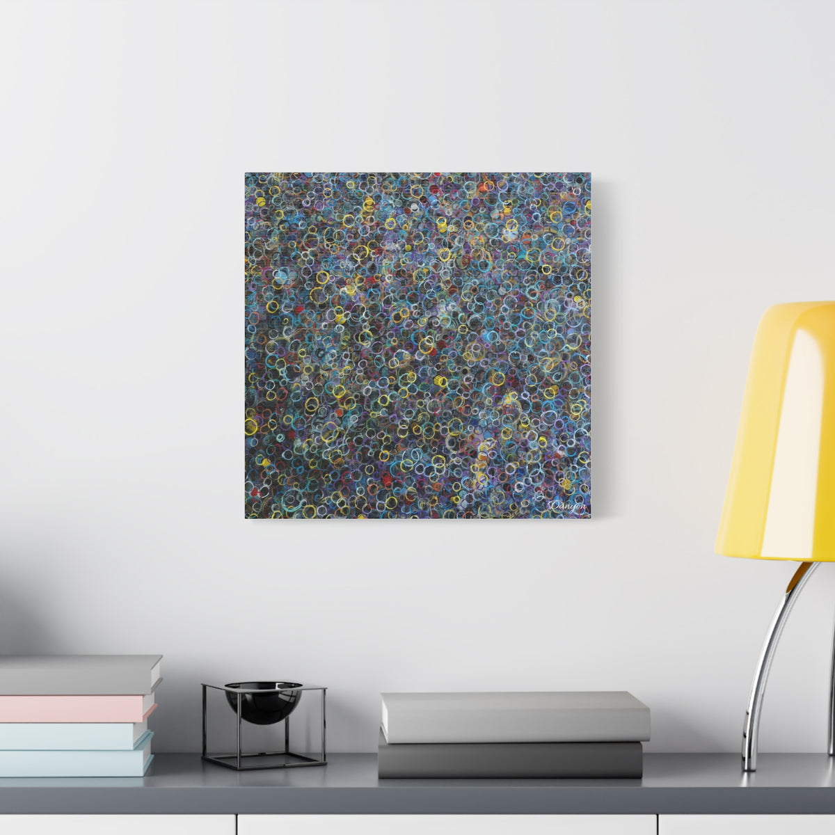 Abstract Bubble Pattern Matte Canvas Print — Colorful Ringed Texture Wall Art