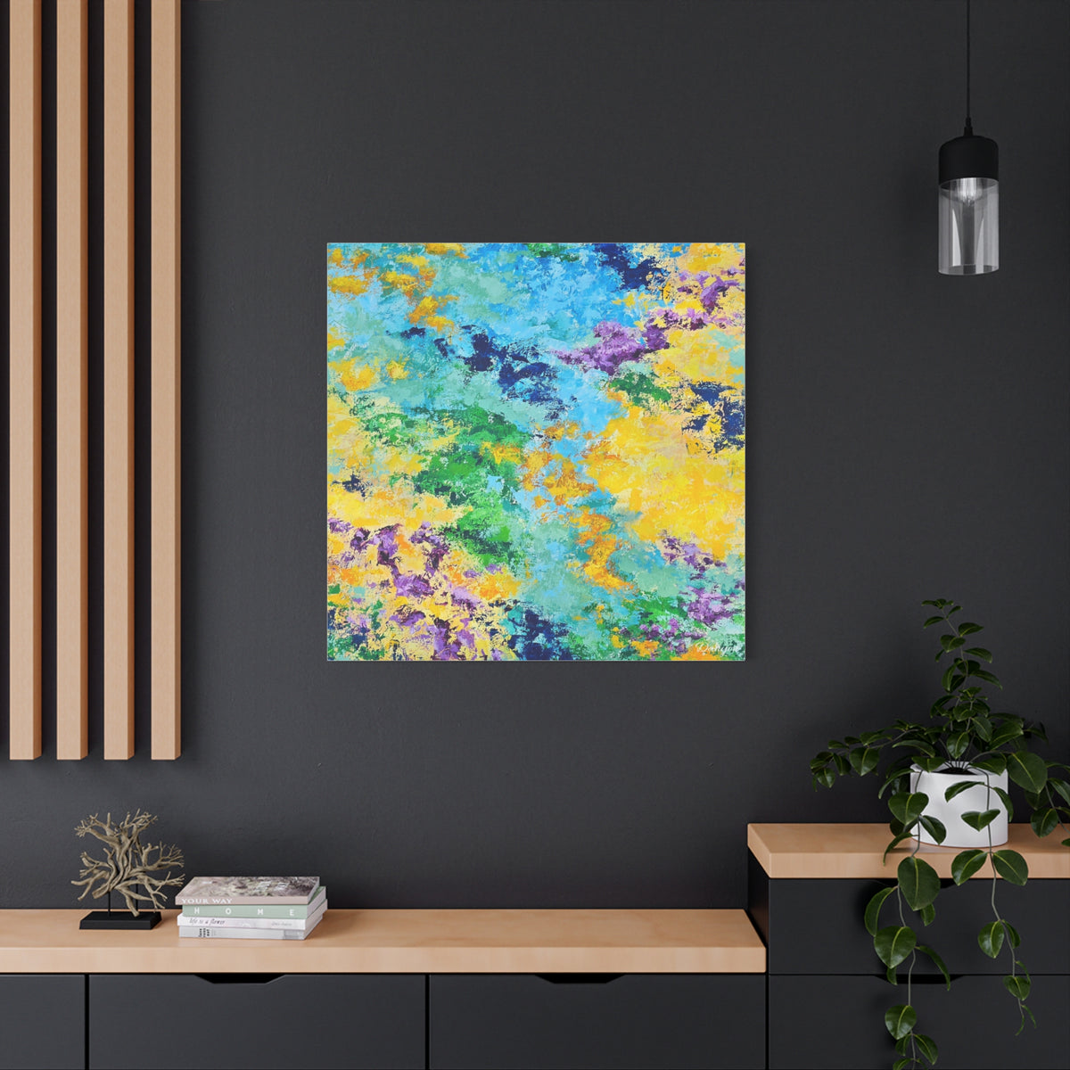 Vibrant Abstract Matte Canvas Art – Colorful Textured Wall Print