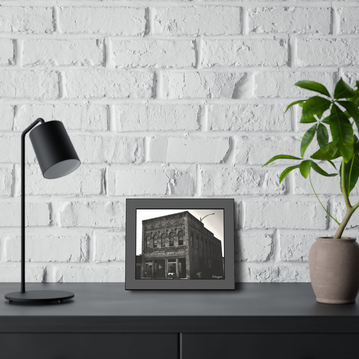 Framed Poster — Vintage Brick Facade Photography