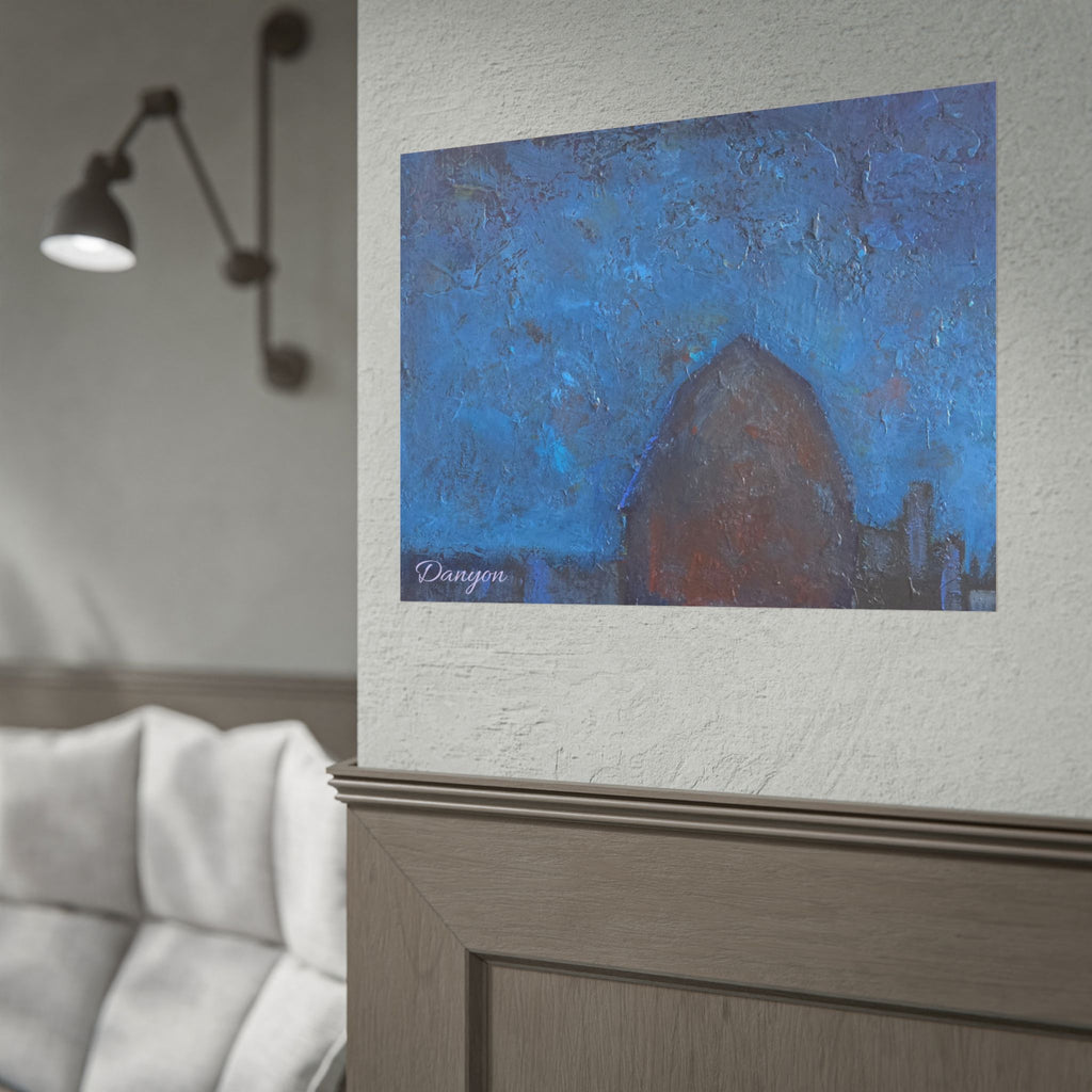 Abstract Blue Night Poster — Textured Skyline Wall Art (Rolled Poster)