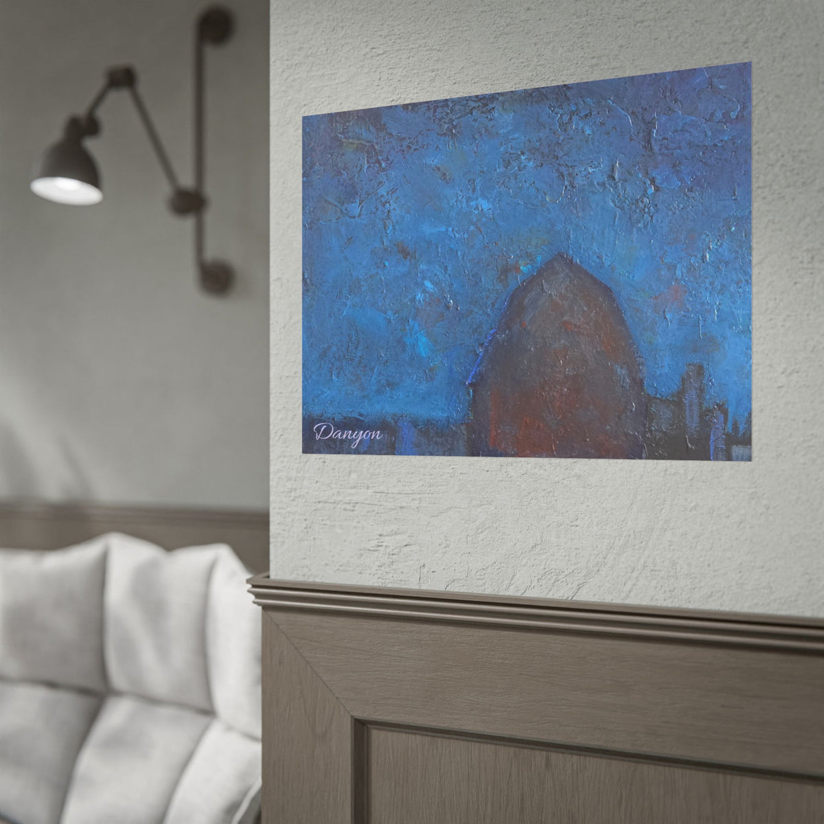 Abstract Blue Night Poster — Textured Skyline Wall Art (Rolled Poster)