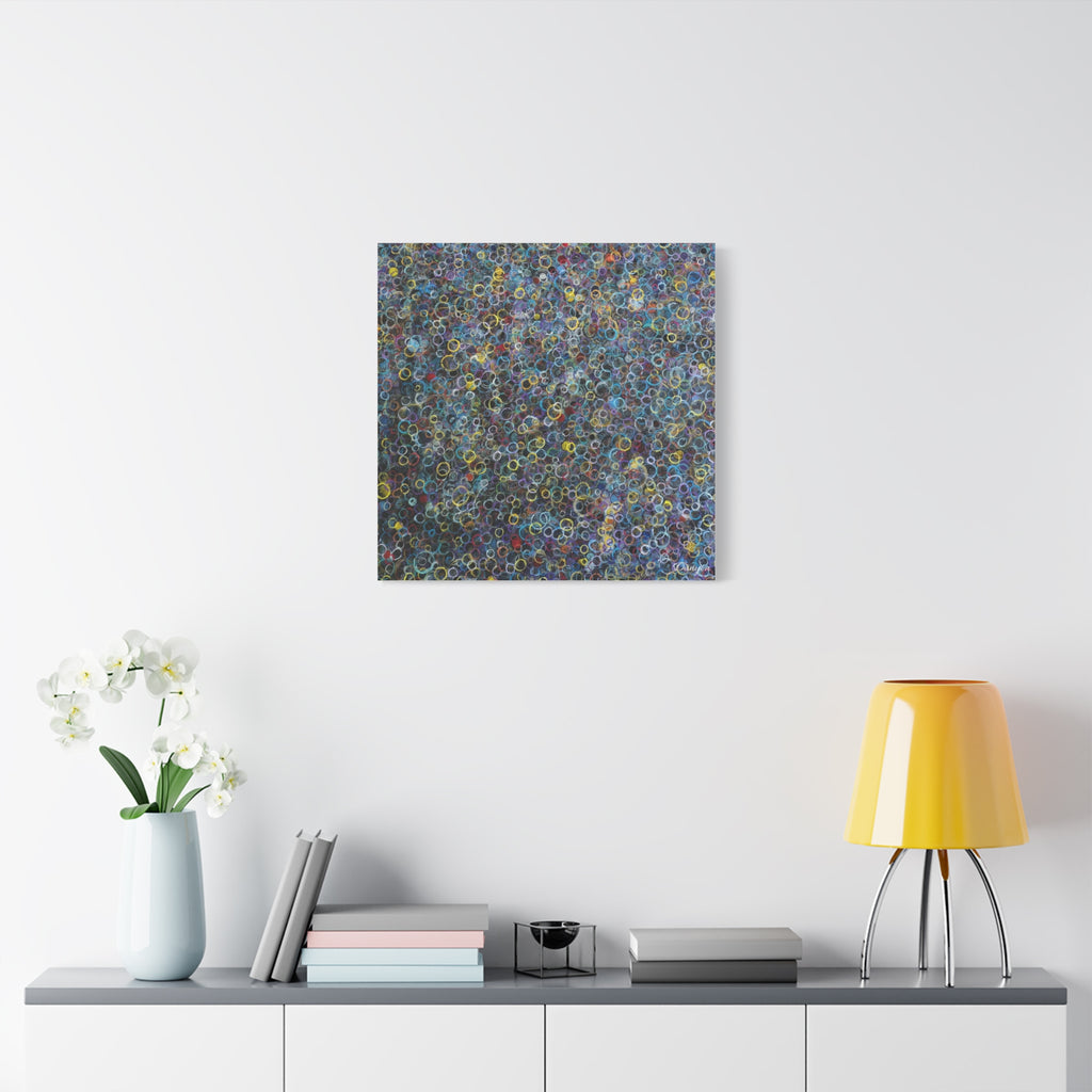 Abstract Bubble Pattern Matte Canvas Print — Colorful Ringed Texture Wall Art