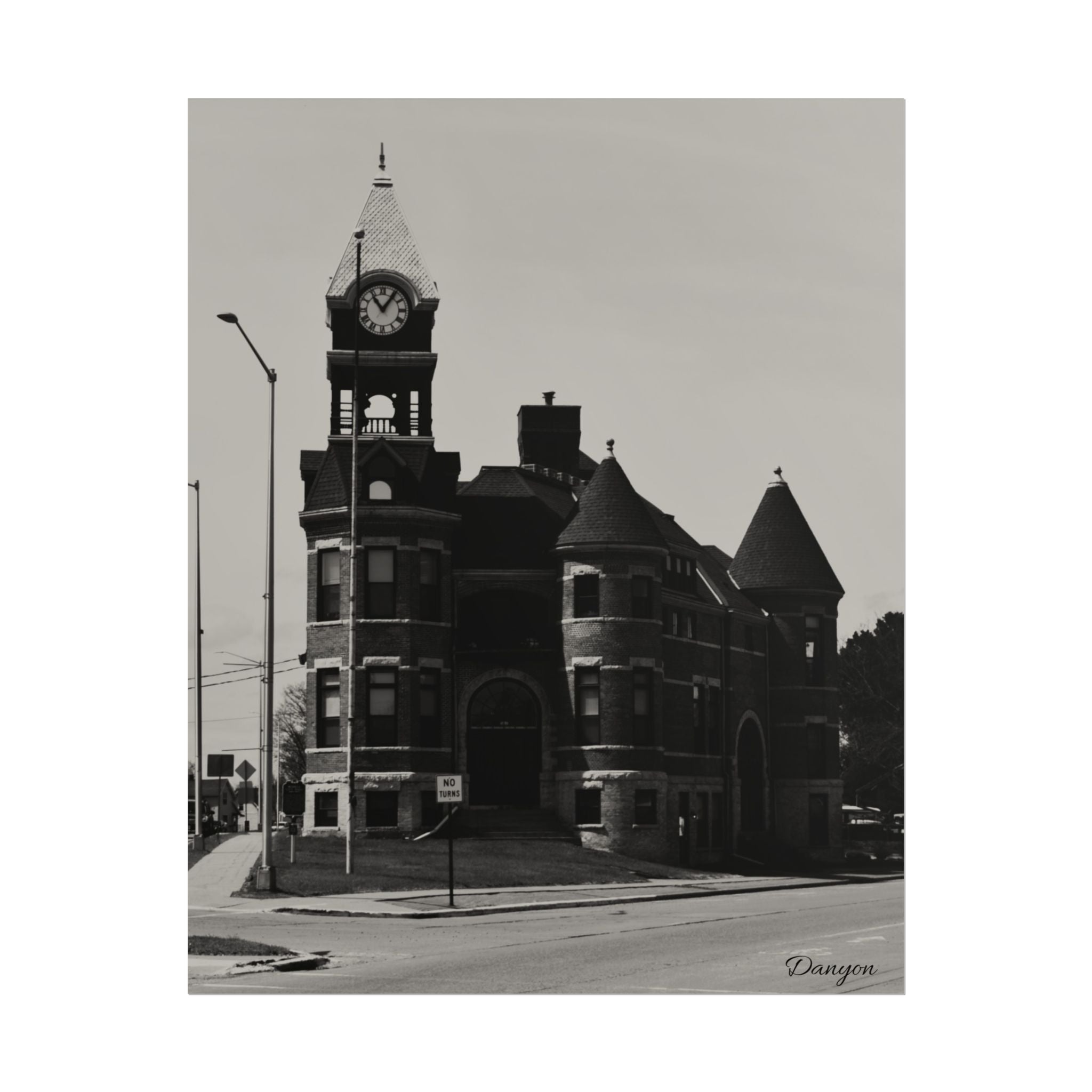 Historic Clocktower Poster — Vintage Street Architecture Rolled Art Print