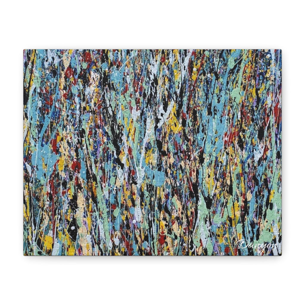 Abstract Drip Painting Canvas Print — Colorful Modern Wall Art, Matte Stretched 1.25"