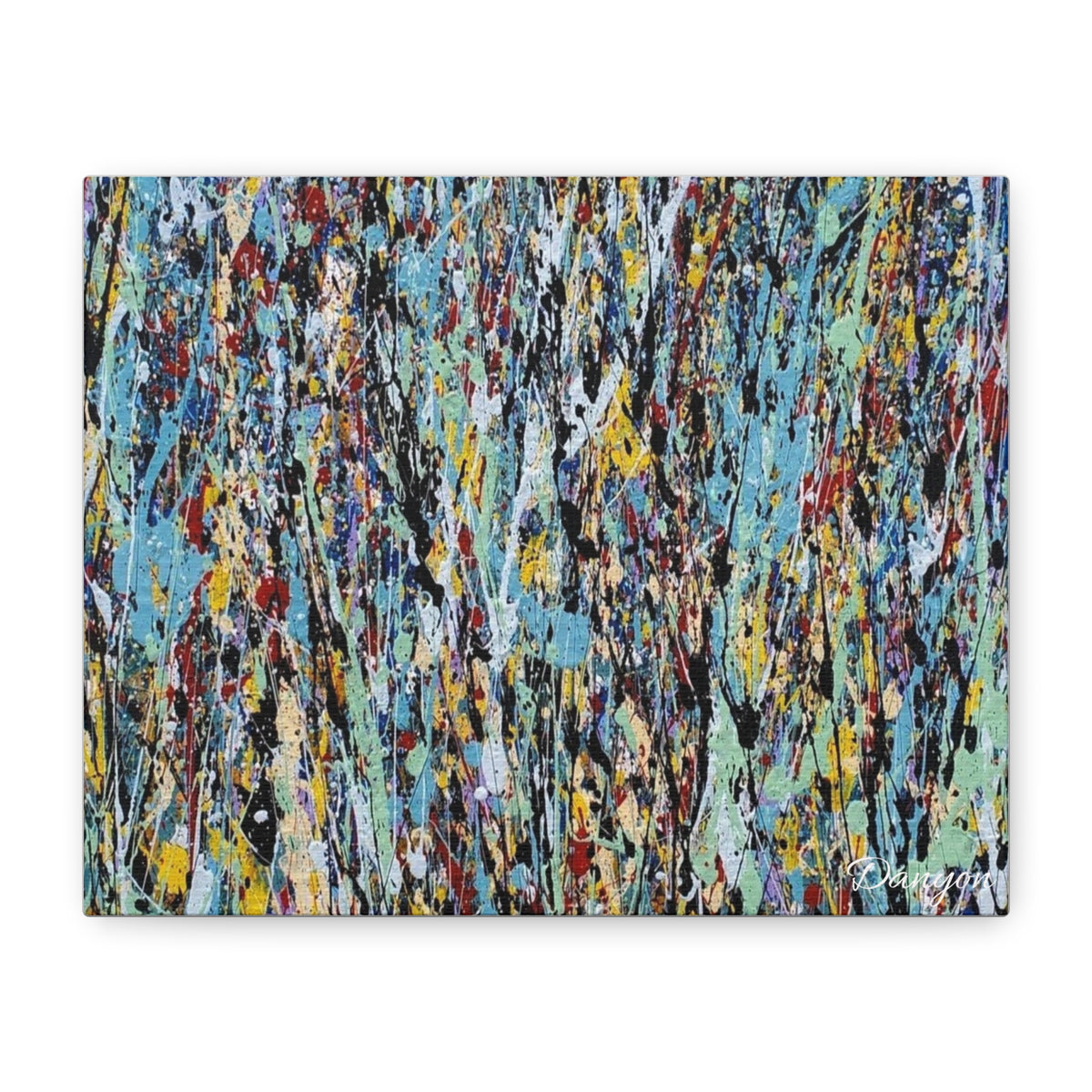 Abstract Drip Painting Canvas Print — Colorful Modern Wall Art, Matte Stretched 1.25"