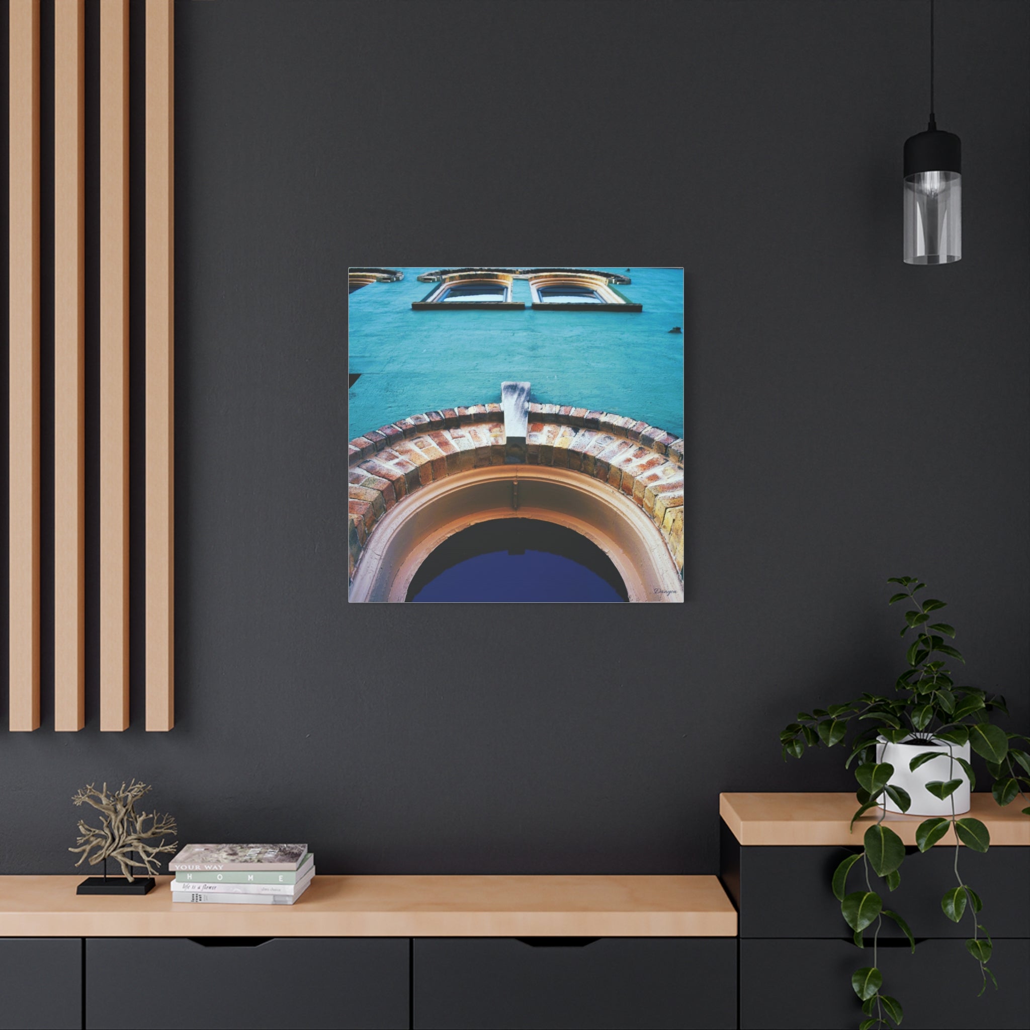 Turquoise Facade Arch Canvas Print — Matte Stretched Wall Art