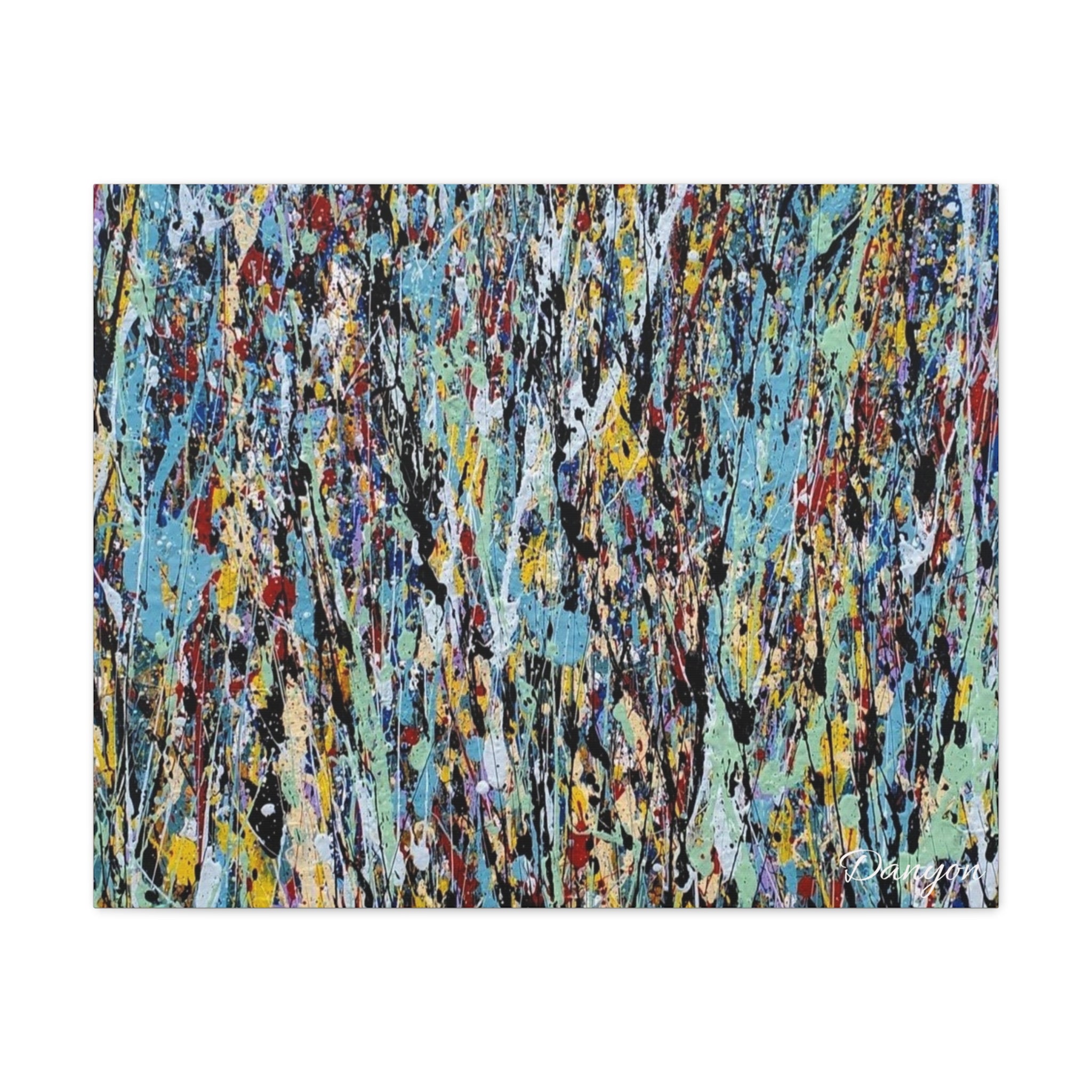 Abstract Drip Painting Canvas Print — Colorful Modern Wall Art, Matte Stretched 1.25"