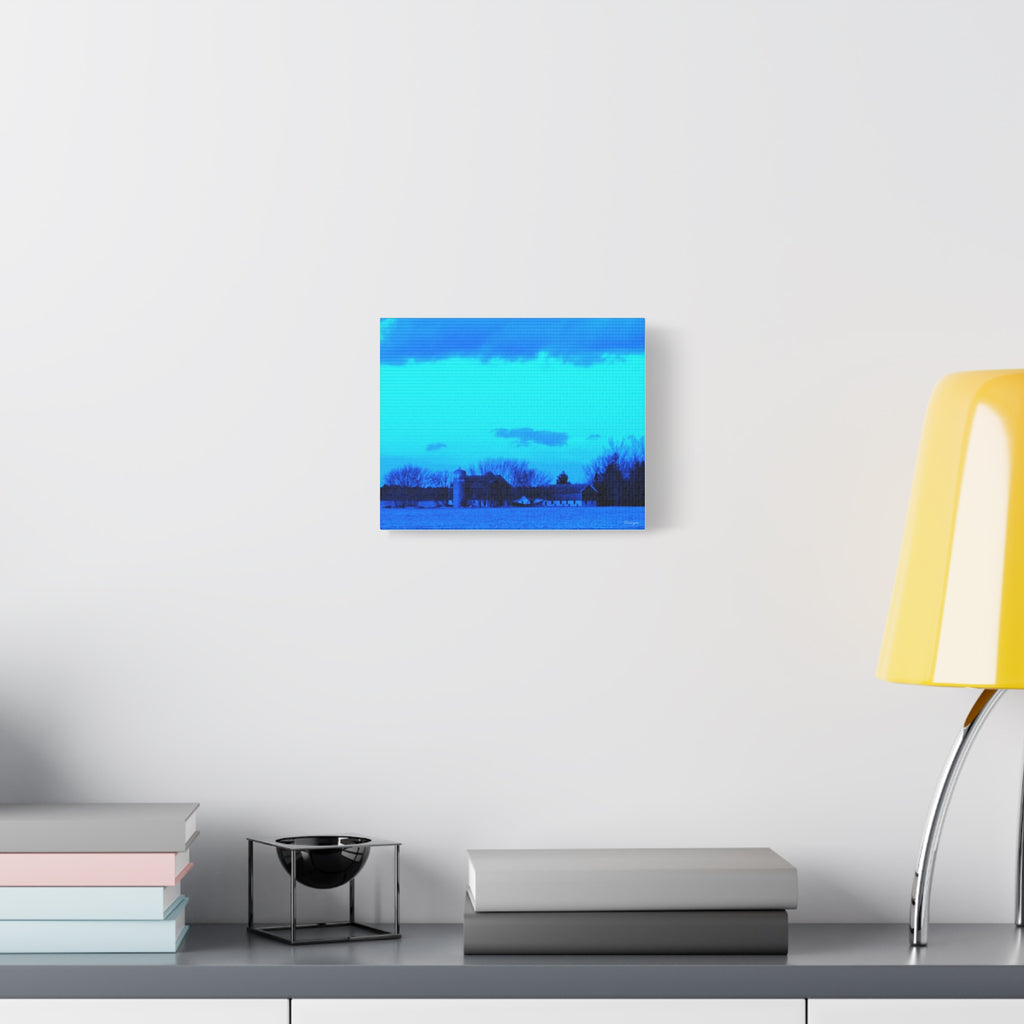 Blue Winter Farm Canvas Print