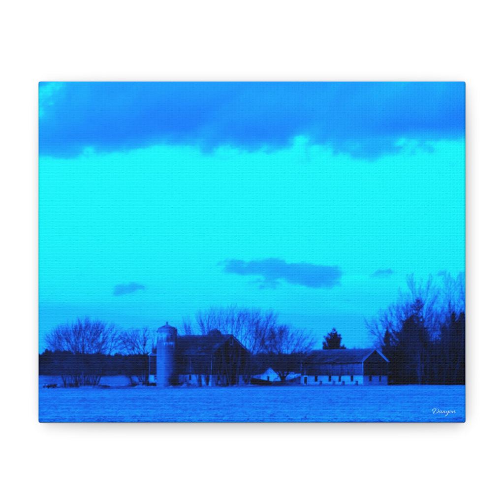 Blue Winter Farm Canvas Print