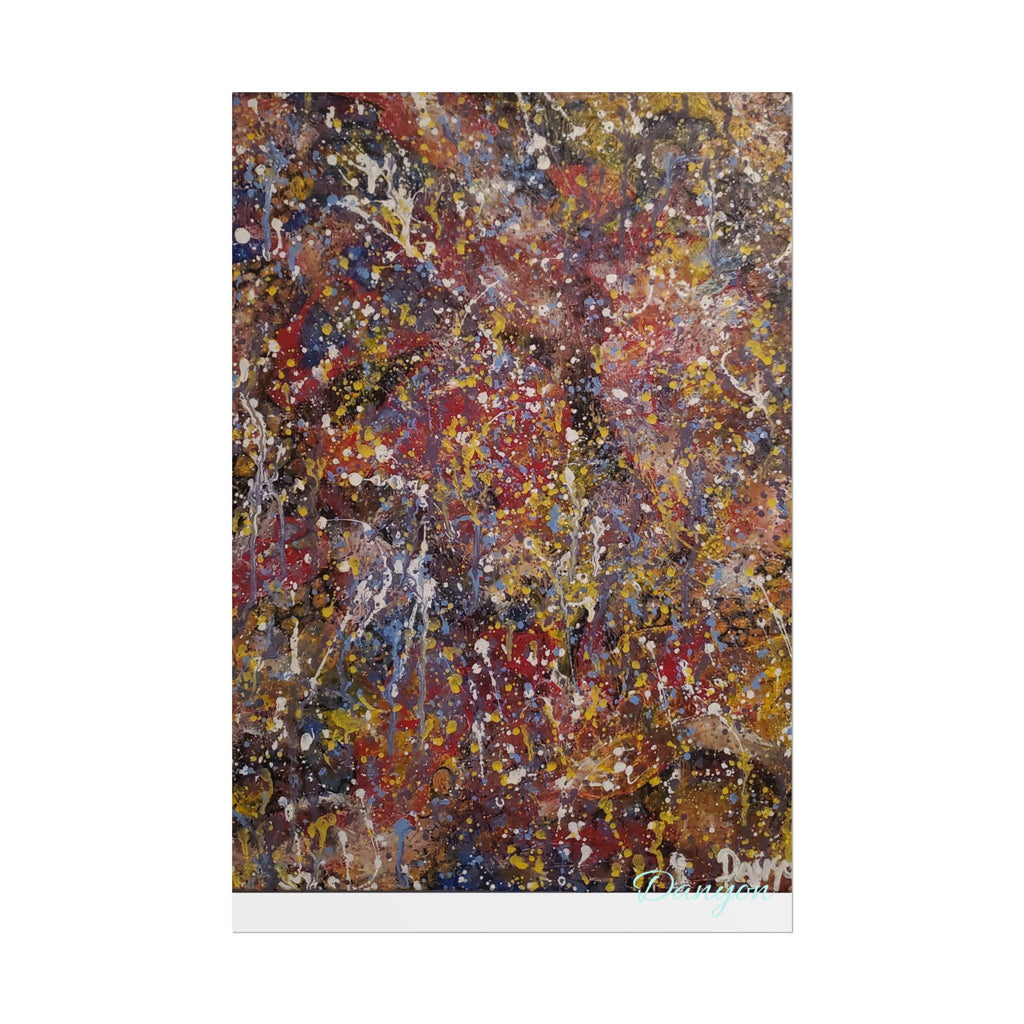 Abstract Splatter Art Poster — Colorful Drip Painting Rolled Poster