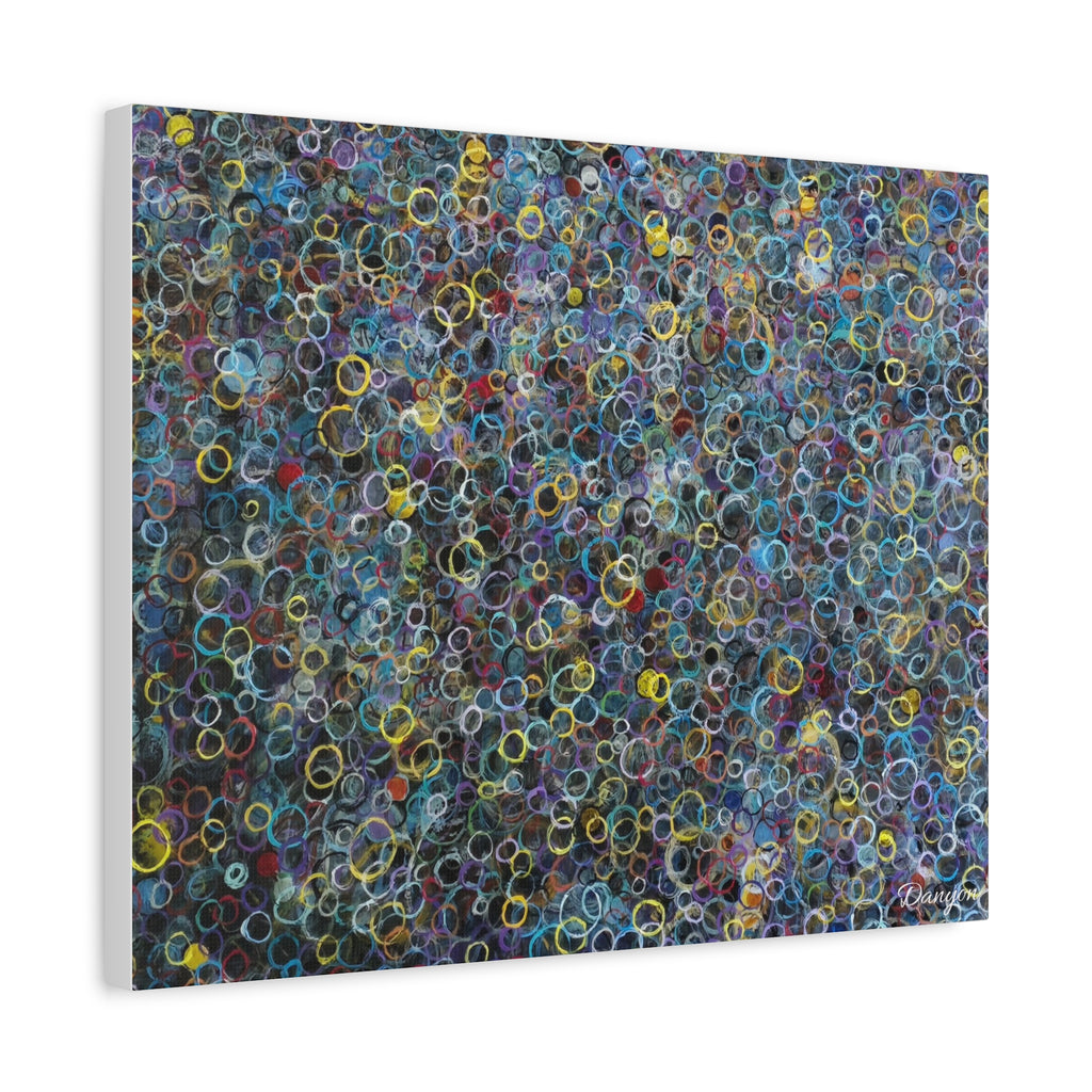 Abstract Bubble Pattern Matte Canvas Print — Colorful Ringed Texture Wall Art