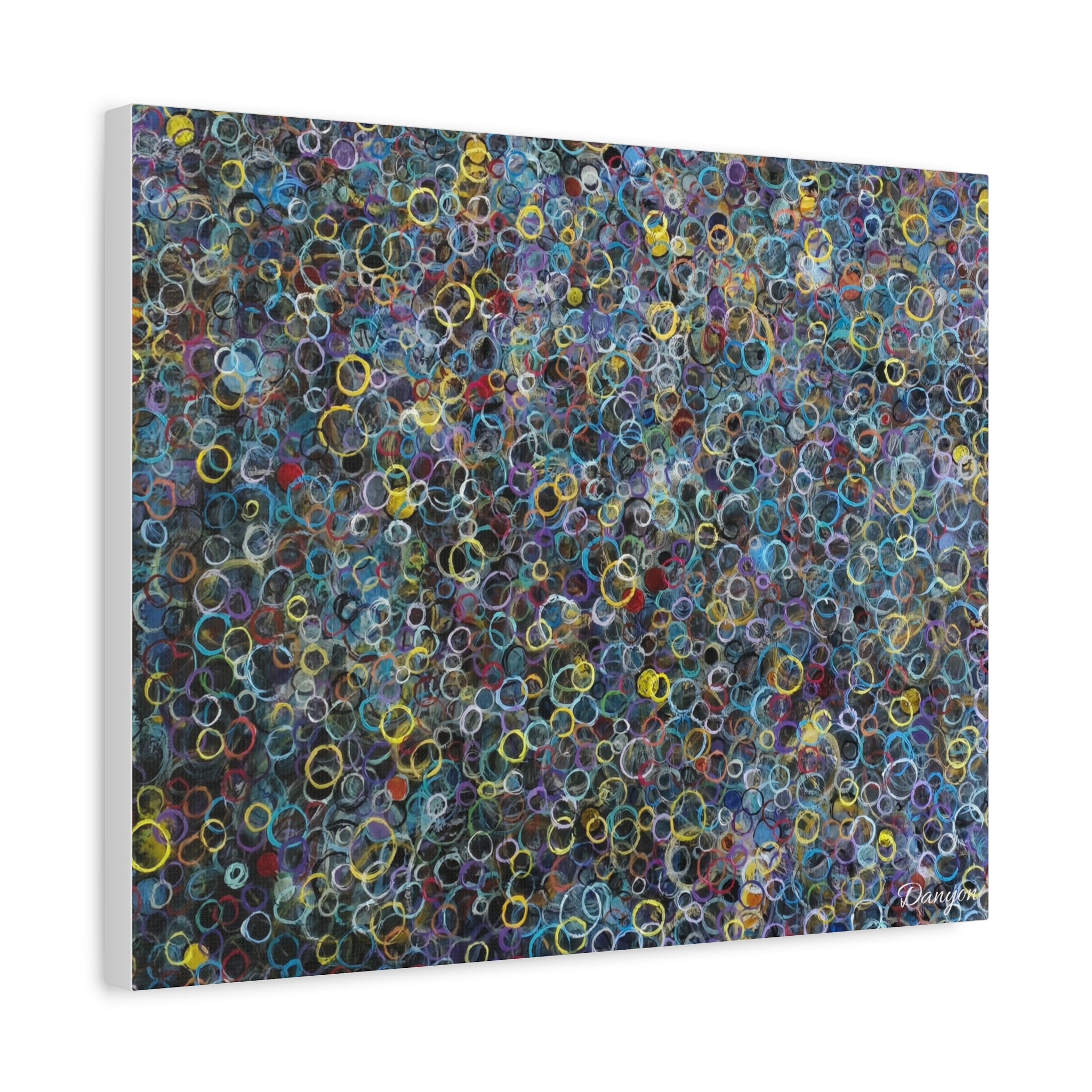 Abstract Bubble Pattern Matte Canvas Print — Colorful Ringed Texture Wall Art