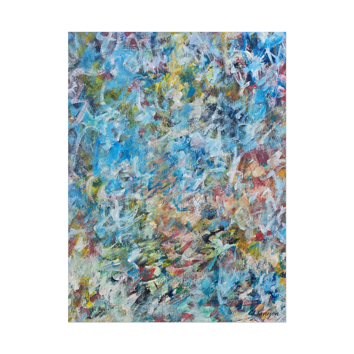 Abstract Blue Ocean Rolled Poster — Colorful Contemporary Art Print