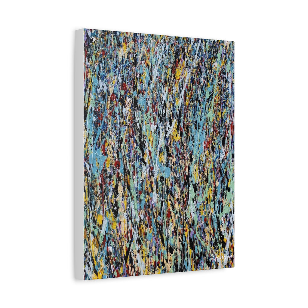Abstract Drip Painting Canvas Print — Colorful Modern Wall Art, Matte Stretched 1.25"