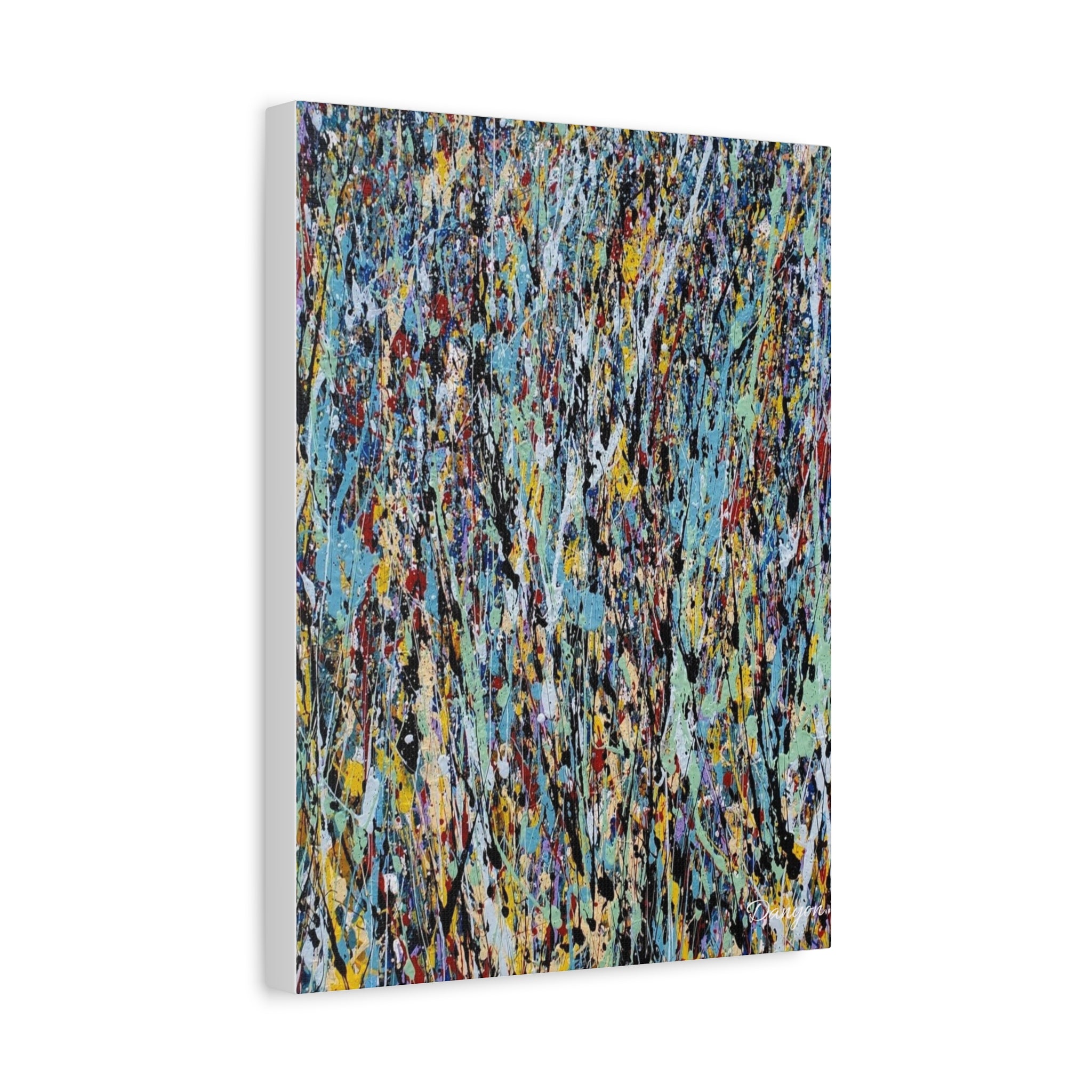 Abstract Drip Painting Canvas Print — Colorful Modern Wall Art, Matte Stretched 1.25"