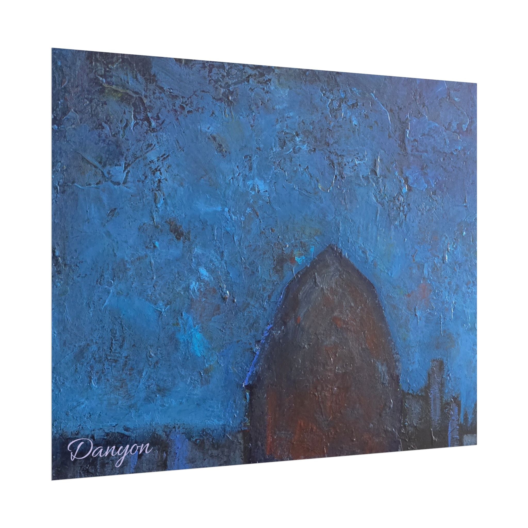 Abstract Blue Night Poster — Textured Skyline Wall Art (Rolled Poster)