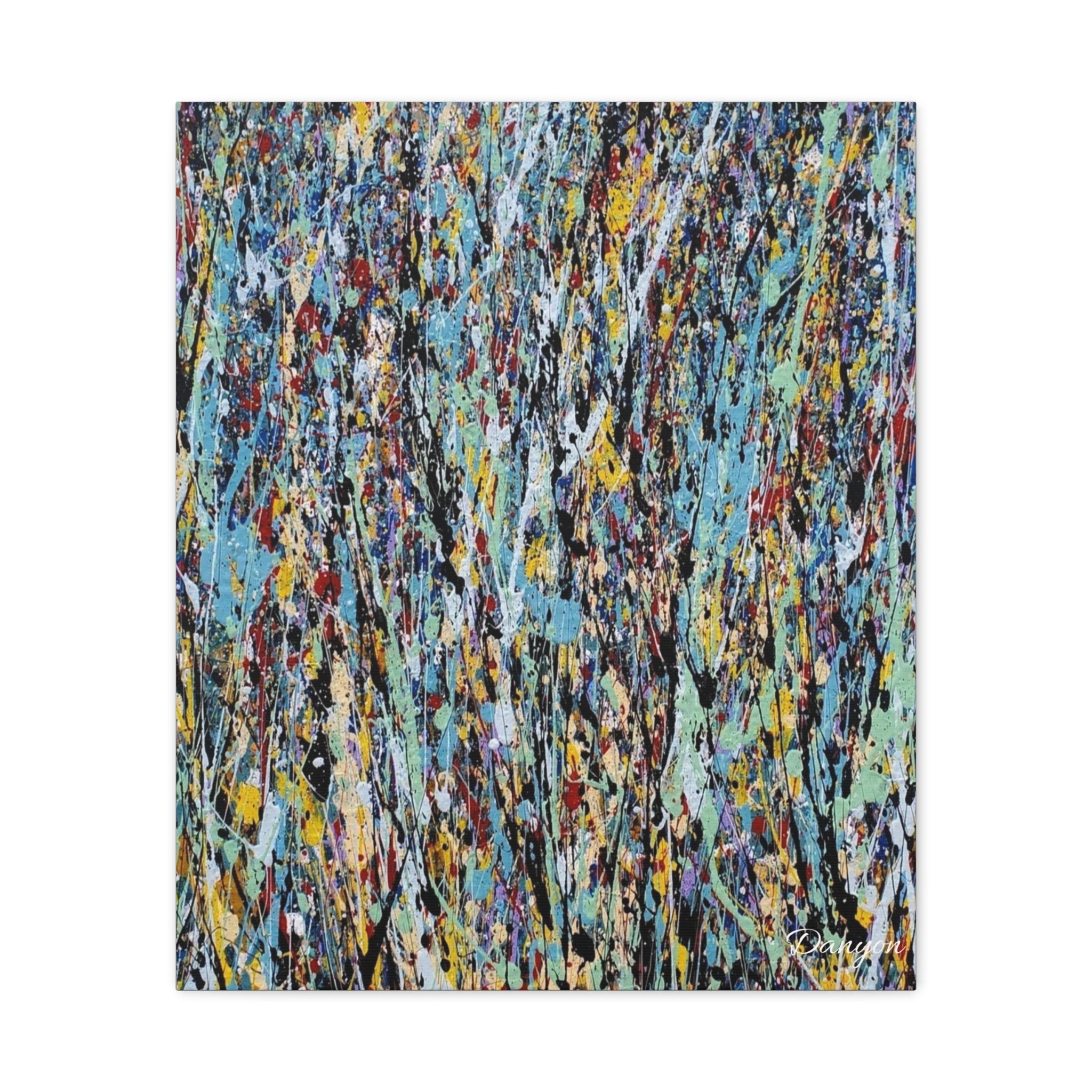 Abstract Drip Painting Canvas Print — Colorful Modern Wall Art, Matte Stretched 1.25"