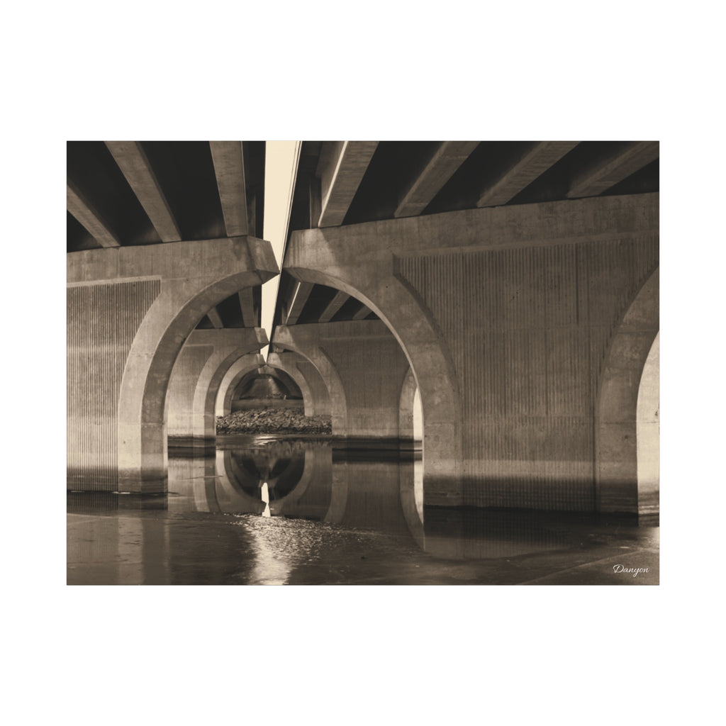 Sepia Bridge Underpass Canvas Wall Art — Stretched Matte 1.25"