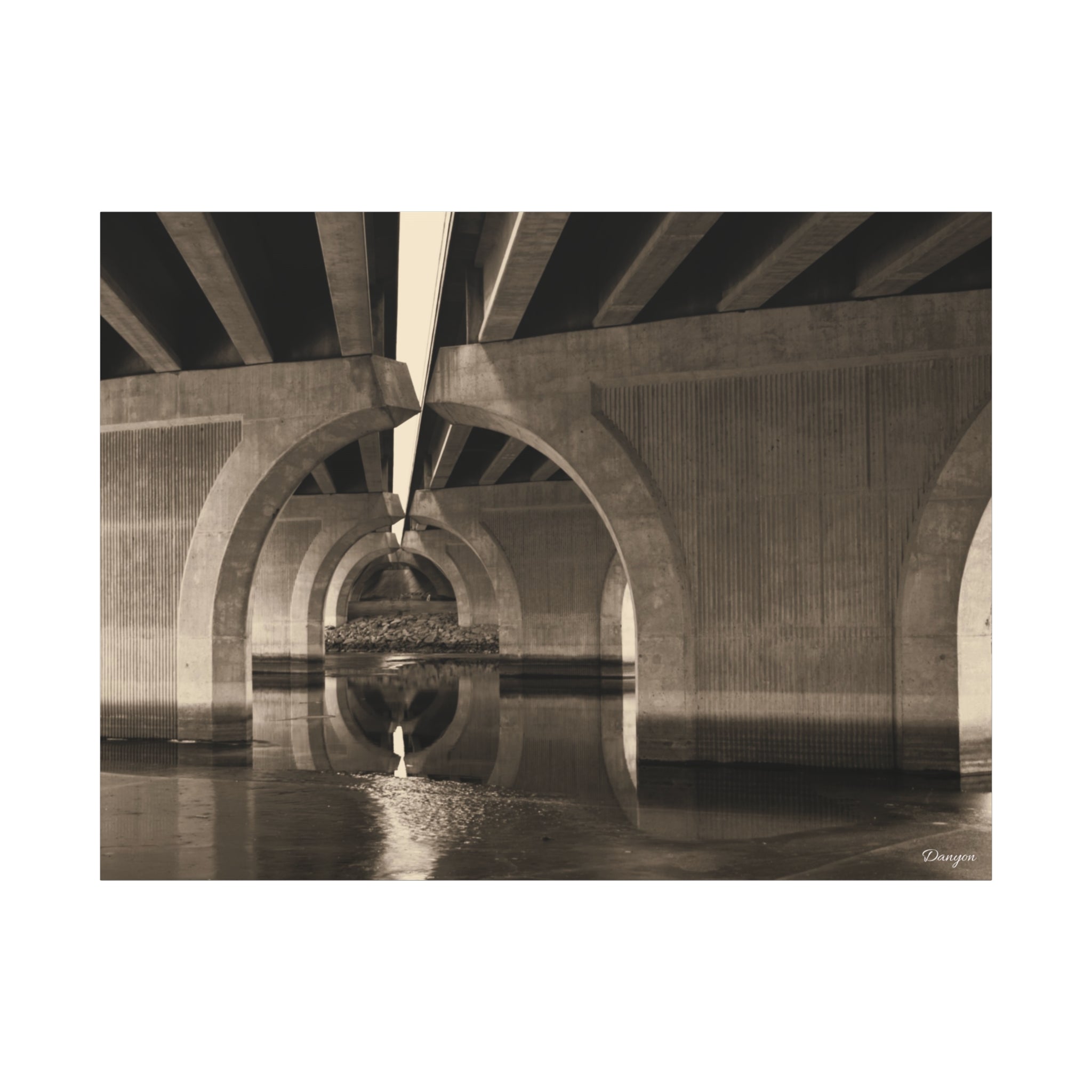 Sepia Bridge Underpass Canvas Wall Art — Stretched Matte 1.25"