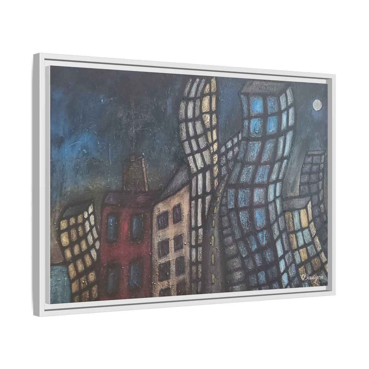 Abstract Cityscape Matte Canvas Framed Wall Art
