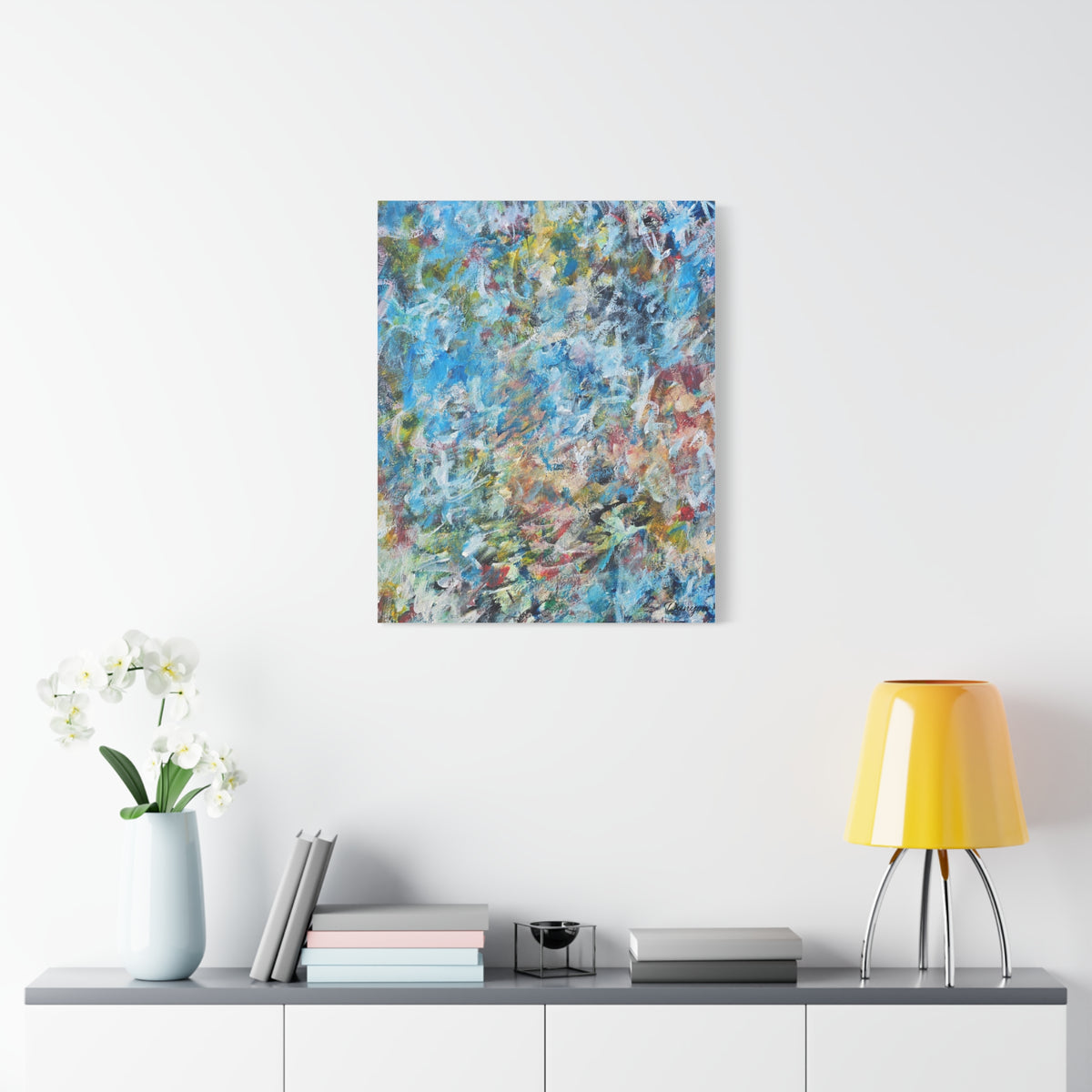 Abstract Blue Chaos Matte Stretched Canvas (1.25")