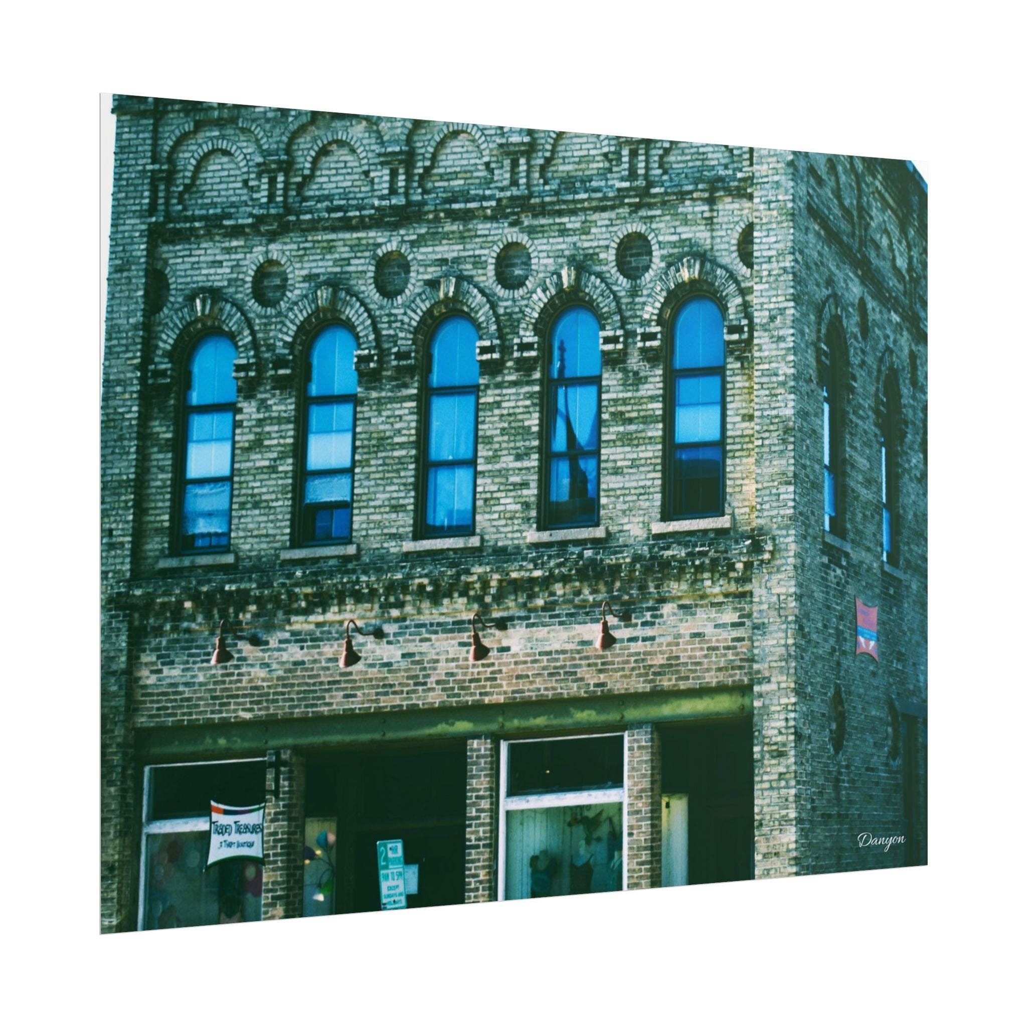 Vintage Brick Building Photo Poster — Architectural Wall Art