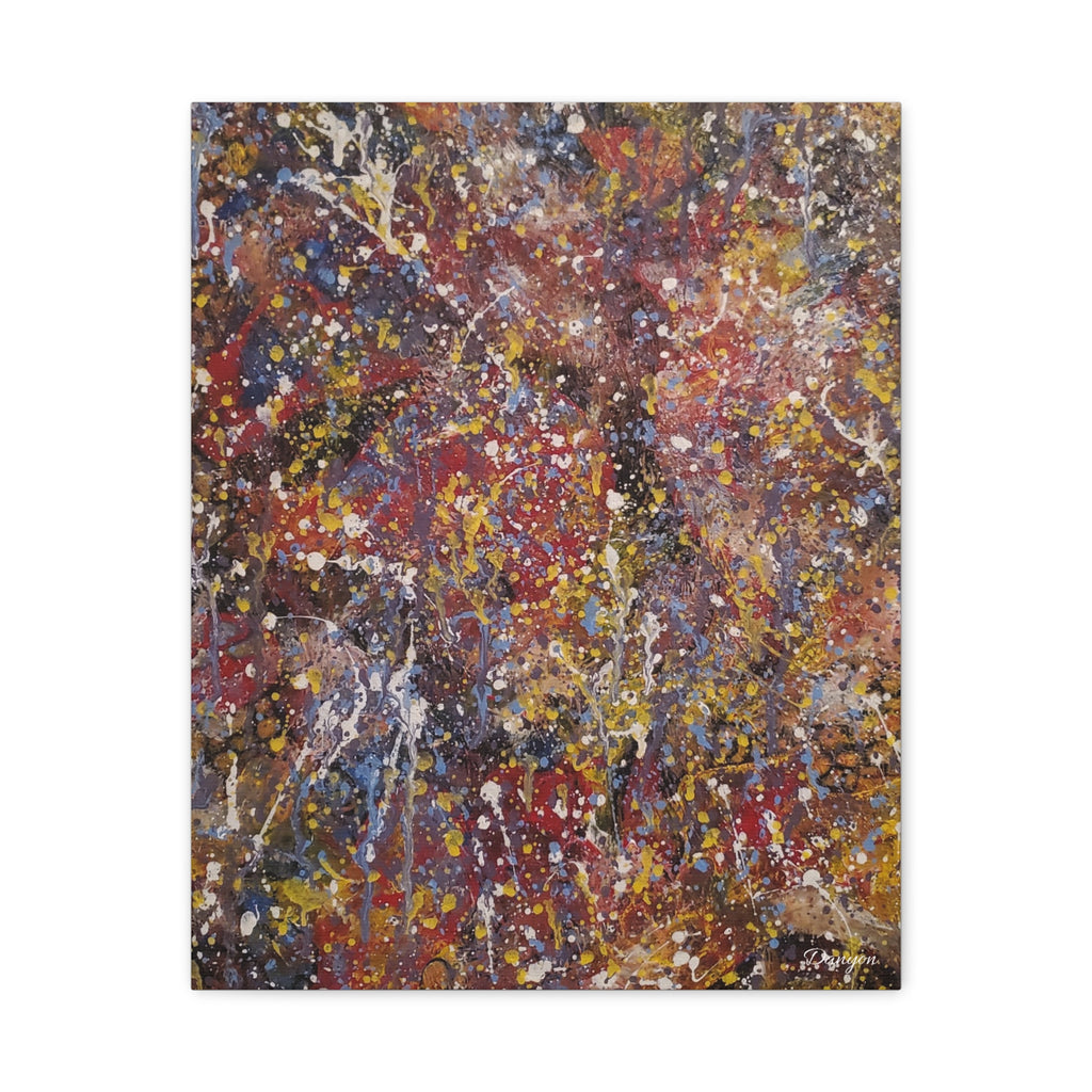 Abstract Splatter Art Canvas — Colorful Drip Painting on Stretched Matte Canvas