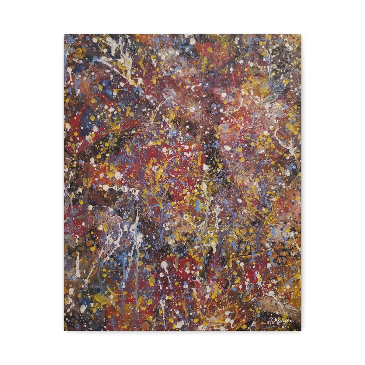 Abstract Splatter Art Canvas — Colorful Drip Painting on Stretched Matte Canvas