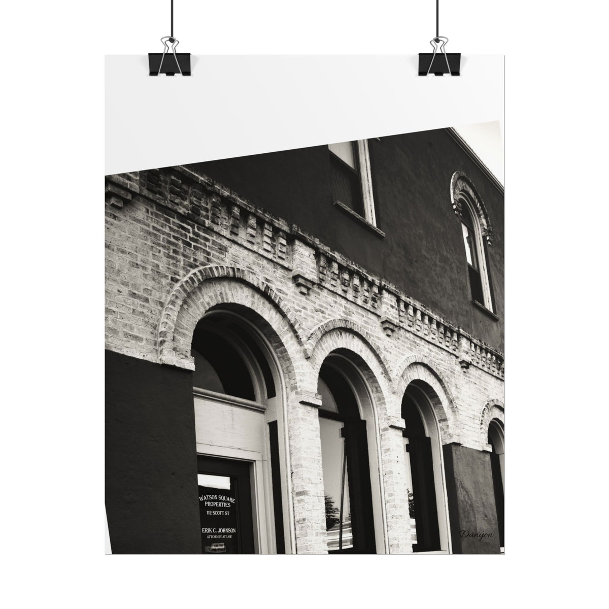 Rolled Poster — Vintage Black & White Arched Brick Architecture Print