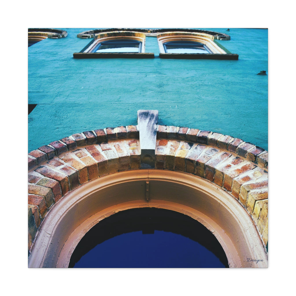 Turquoise Facade Arch Canvas Print — Matte Stretched Wall Art